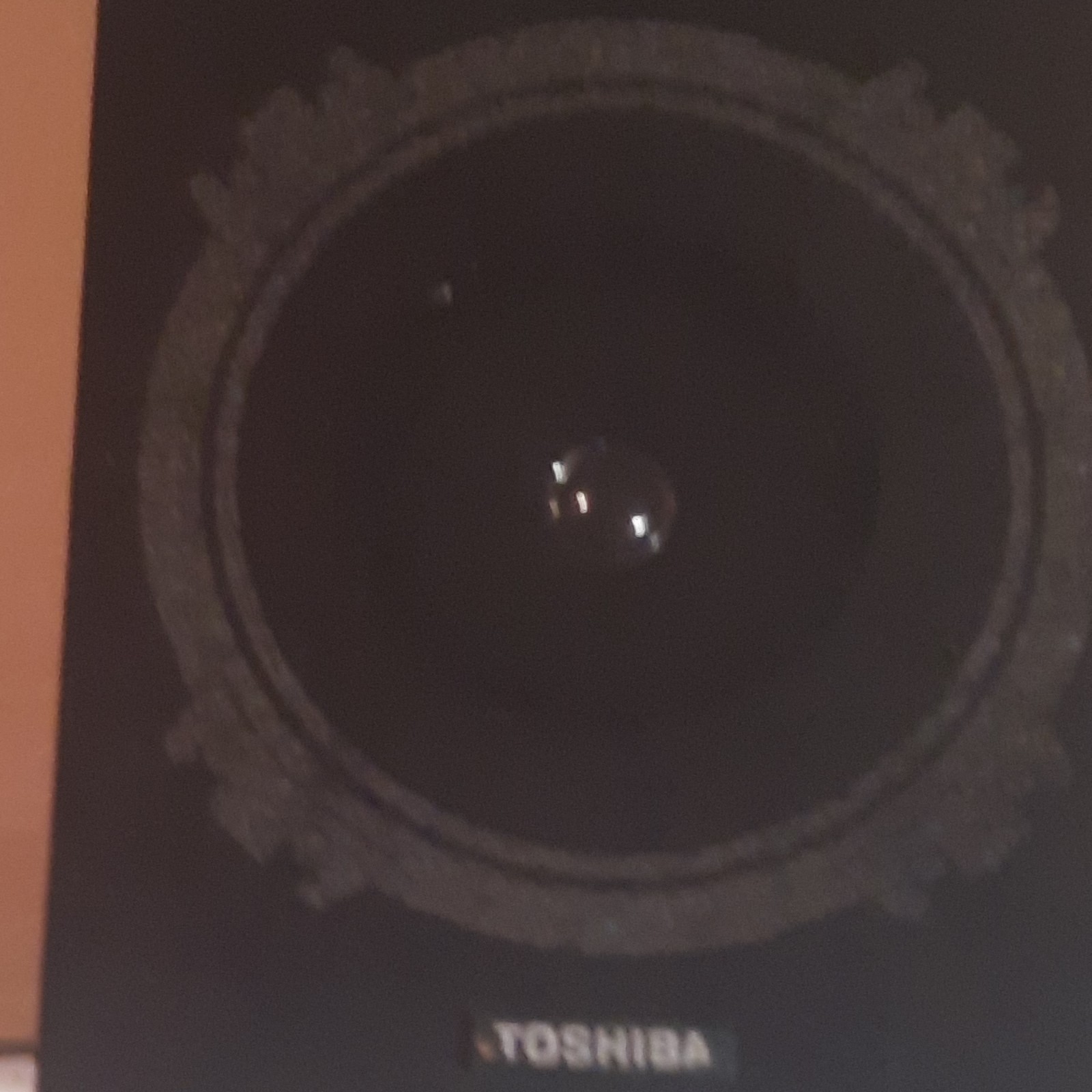 Toshiba Vintage Home Audio Speaker System Black Wood Cabinet Wired