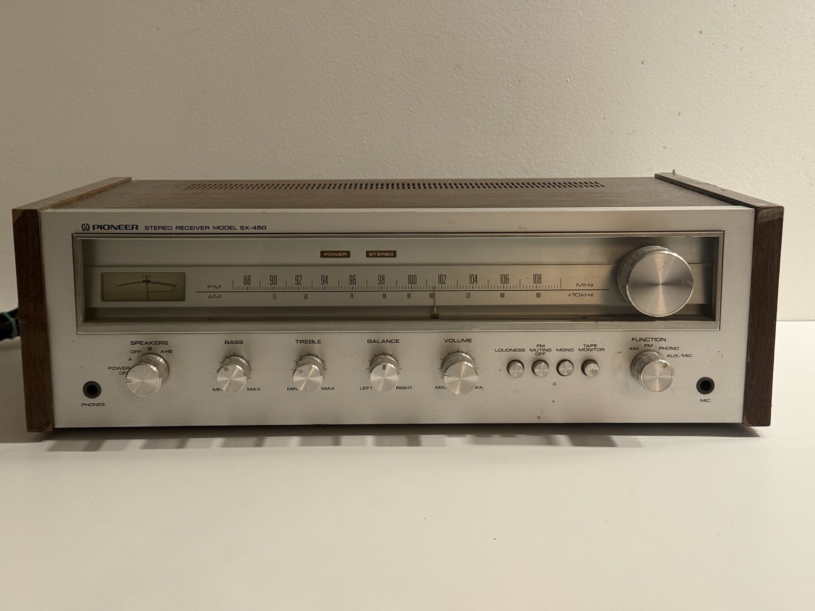 Vtg Pioneer Stereo Receiver Model SX-450 Tested & Works Great – Nice Cond