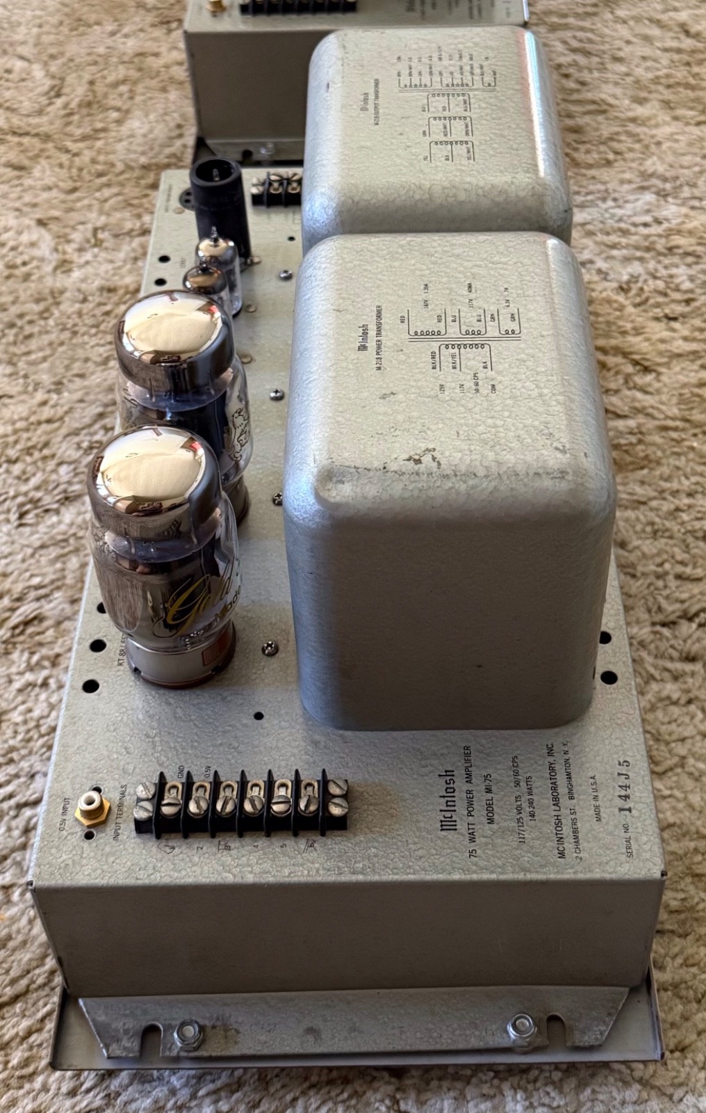 Pair McIntosh MI-75 Mono Tube Power Amplifiers, Consecutive serial #