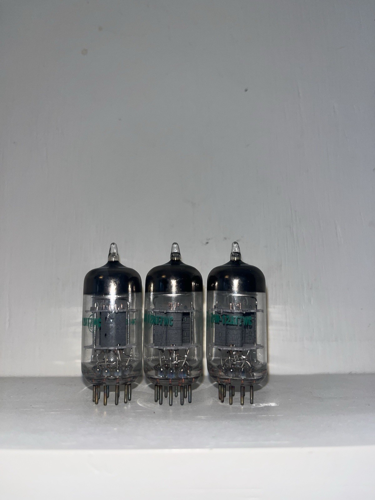 3 General Electric 12AT7WC Halo Getter Tubes TV7 Tested Strong Almost Matching