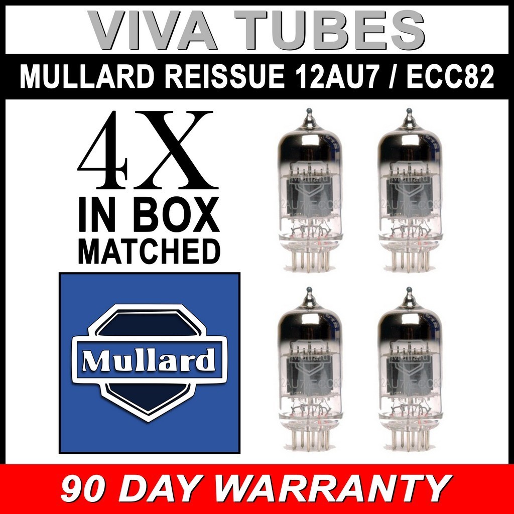 Brand New Mullard Reissue ECC82 12AU7 Gain Matched Quad (4) Vacuum Tubes