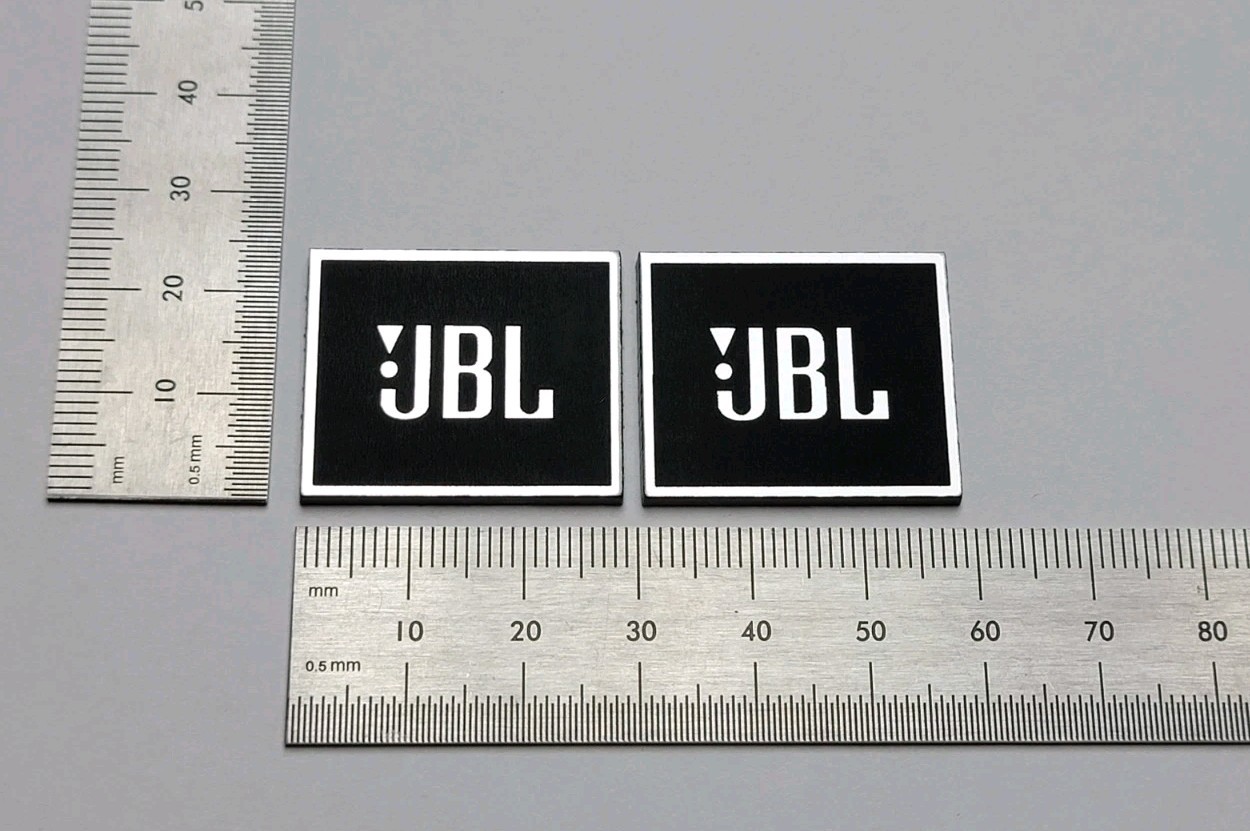 JBL L100 Speaker Badge Logo Emblem Premium 3D Silver Pair With 3M Adhesive