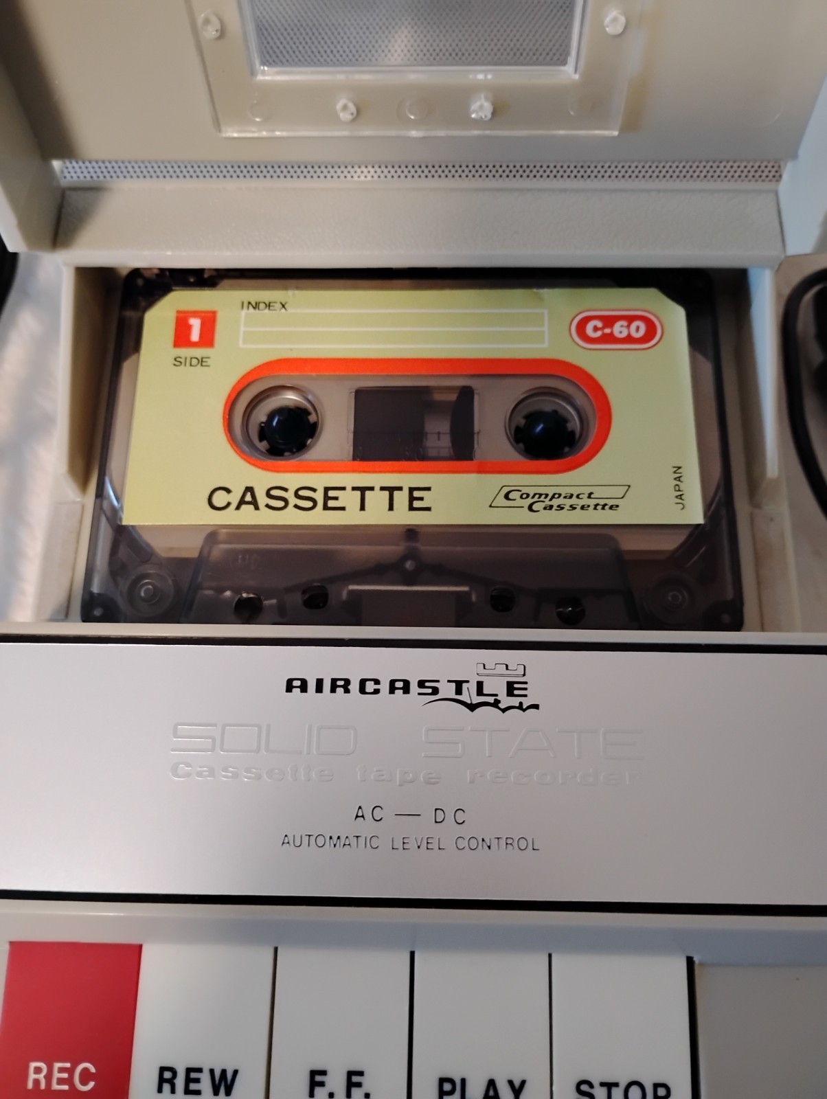 Vintage AirCastle Solid State Cassette Tape Recorder AC DC Working Condition