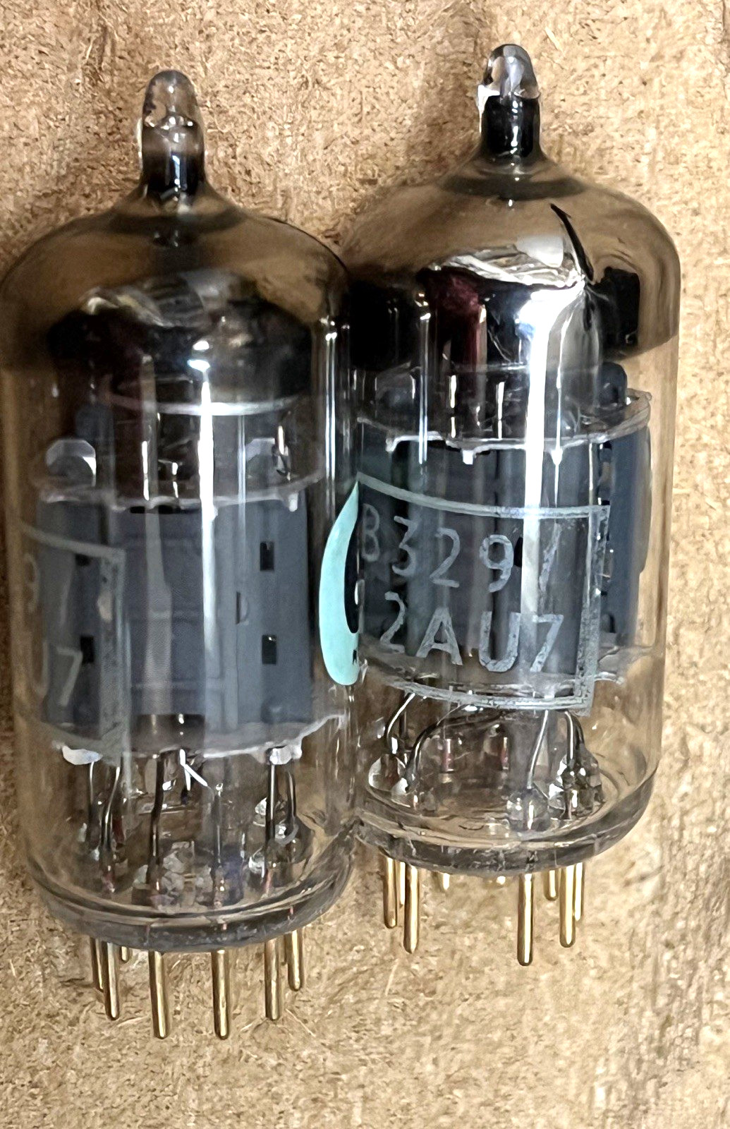 EXTREMELY RARE NOS MATCH PAIR GEC B329 12AU7 ECC82 BRITISH TUBES GOLD PIN 1960’S