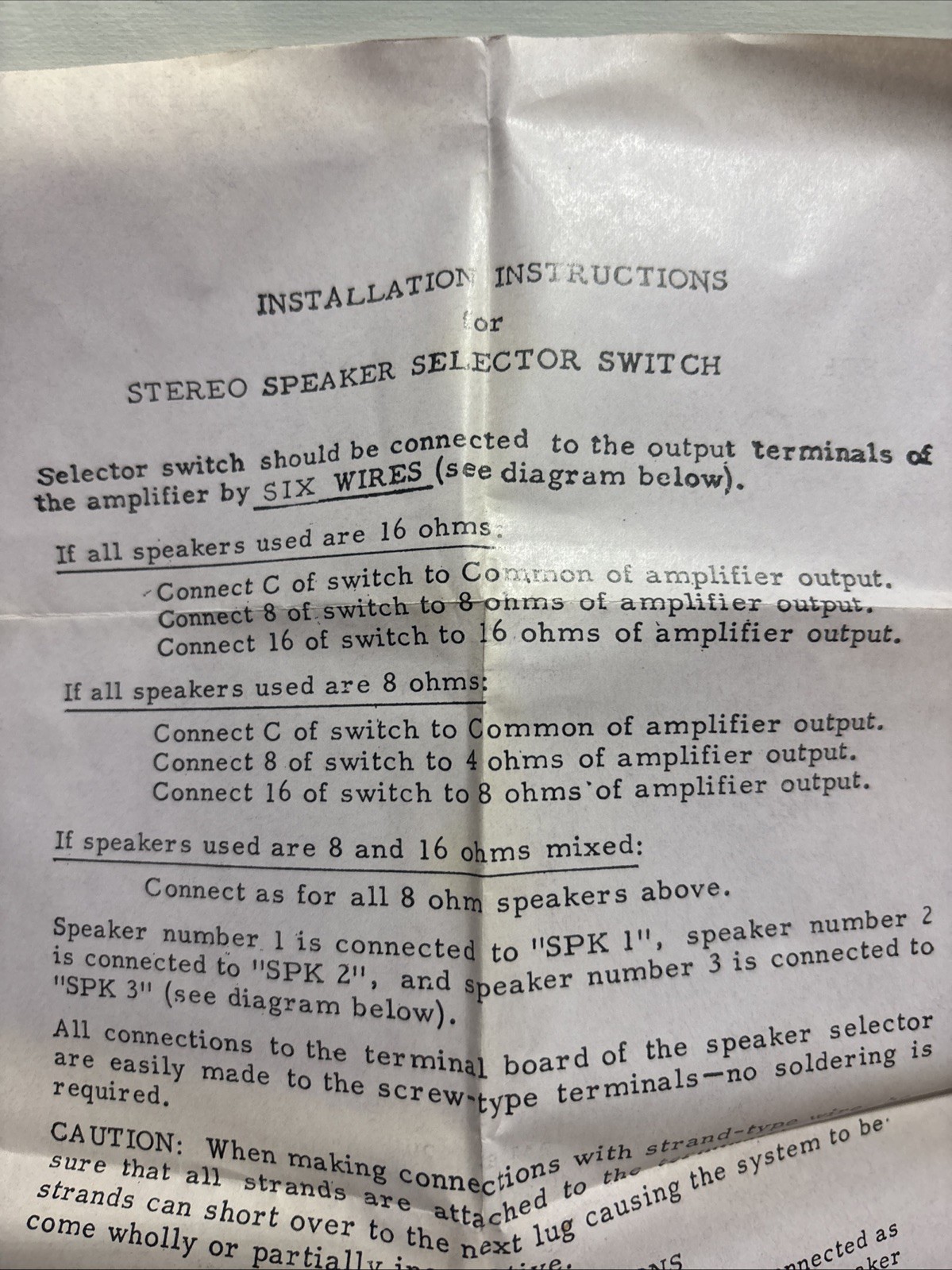 Vintage 2 AudioTex Hi Fi Speaker Control Switch Switches