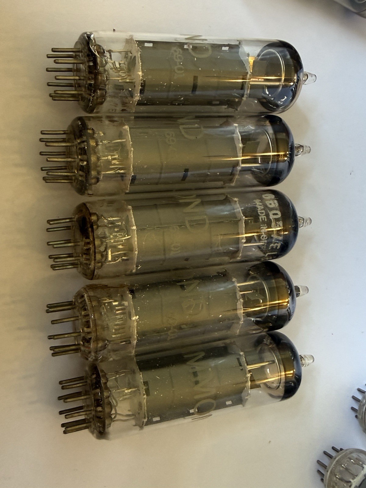 Matched 5 Set, EL84 Power Tubes Musical Telefunken Tooling Matched Codes & gm