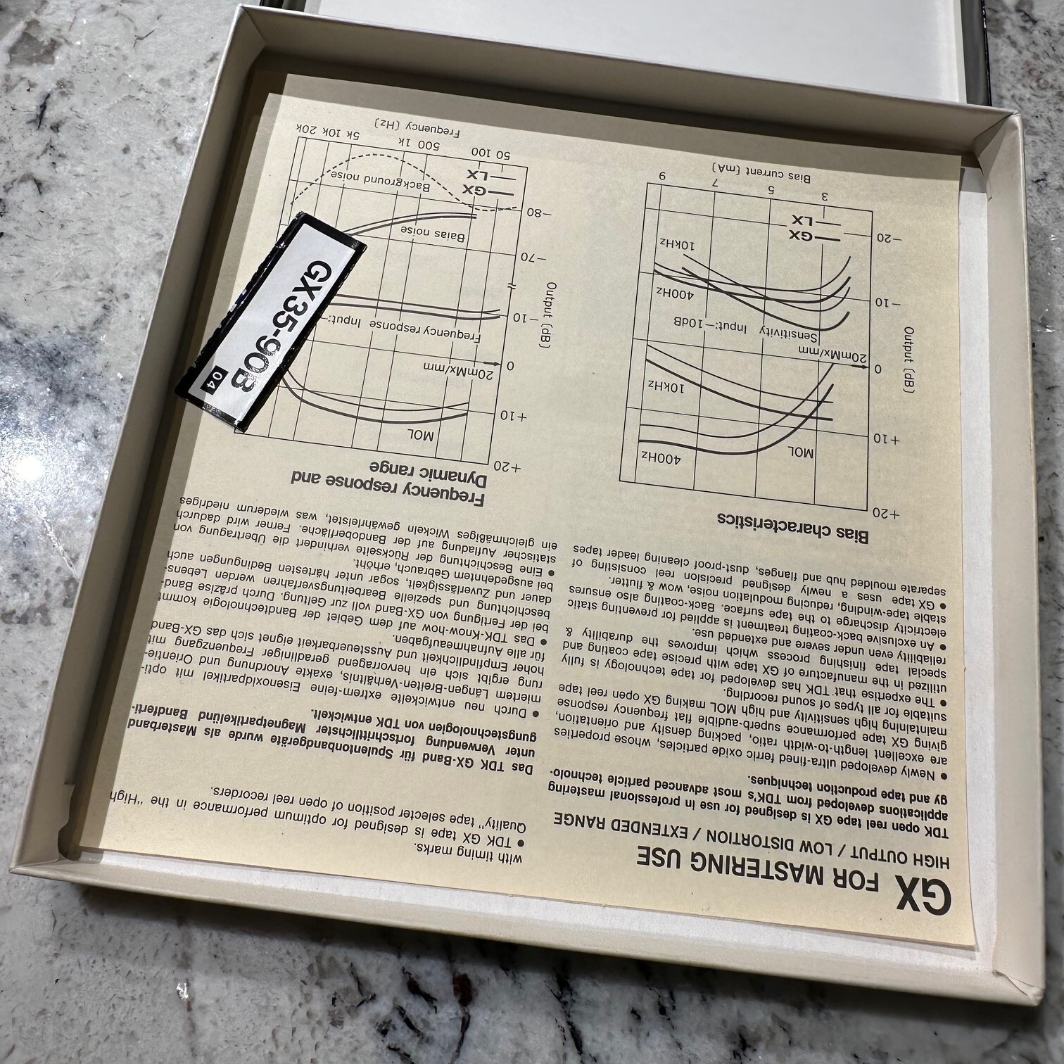 TDK GX 35/90B 7″ Reel Tape Polyester Base 1,800′ For Mastering Use Back Treated