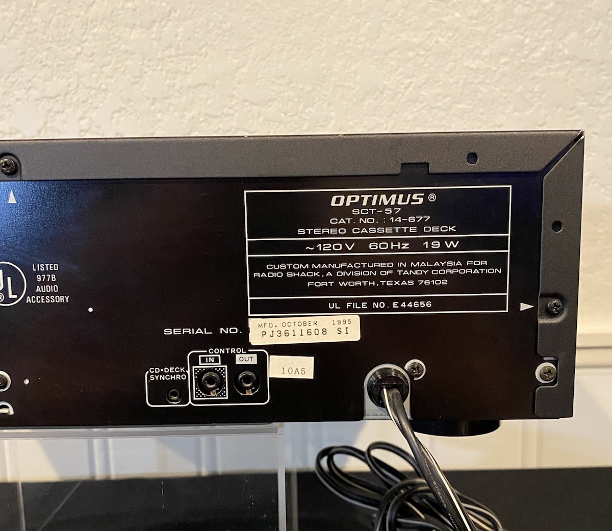 Optimus SCT-57 Dual Cassette Deck Radio Shack Dolby HX Pro Tested Working 1995