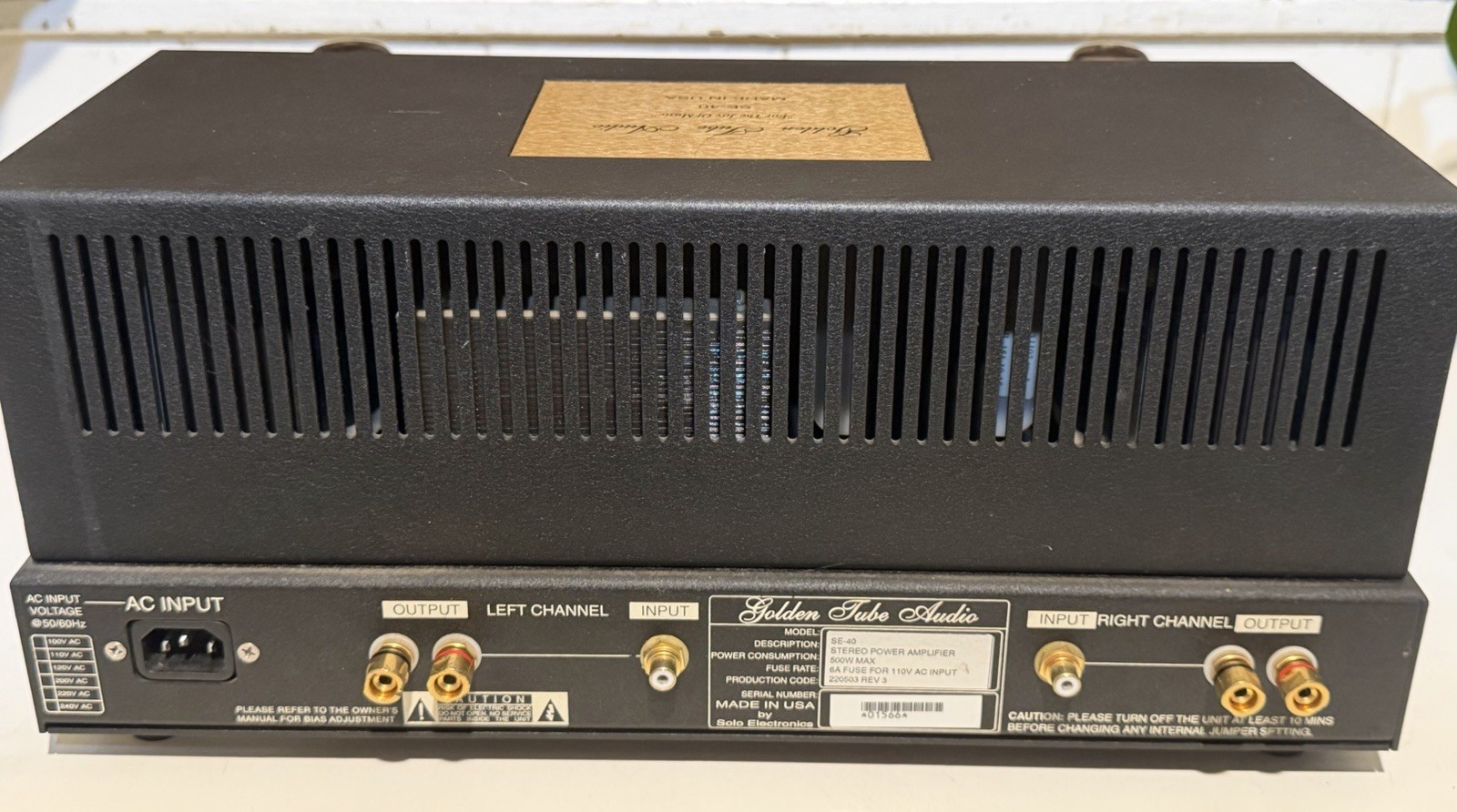 Golden Tube Audio SE-40 Power Amplifier W/ Sonic Craft Upgrade!