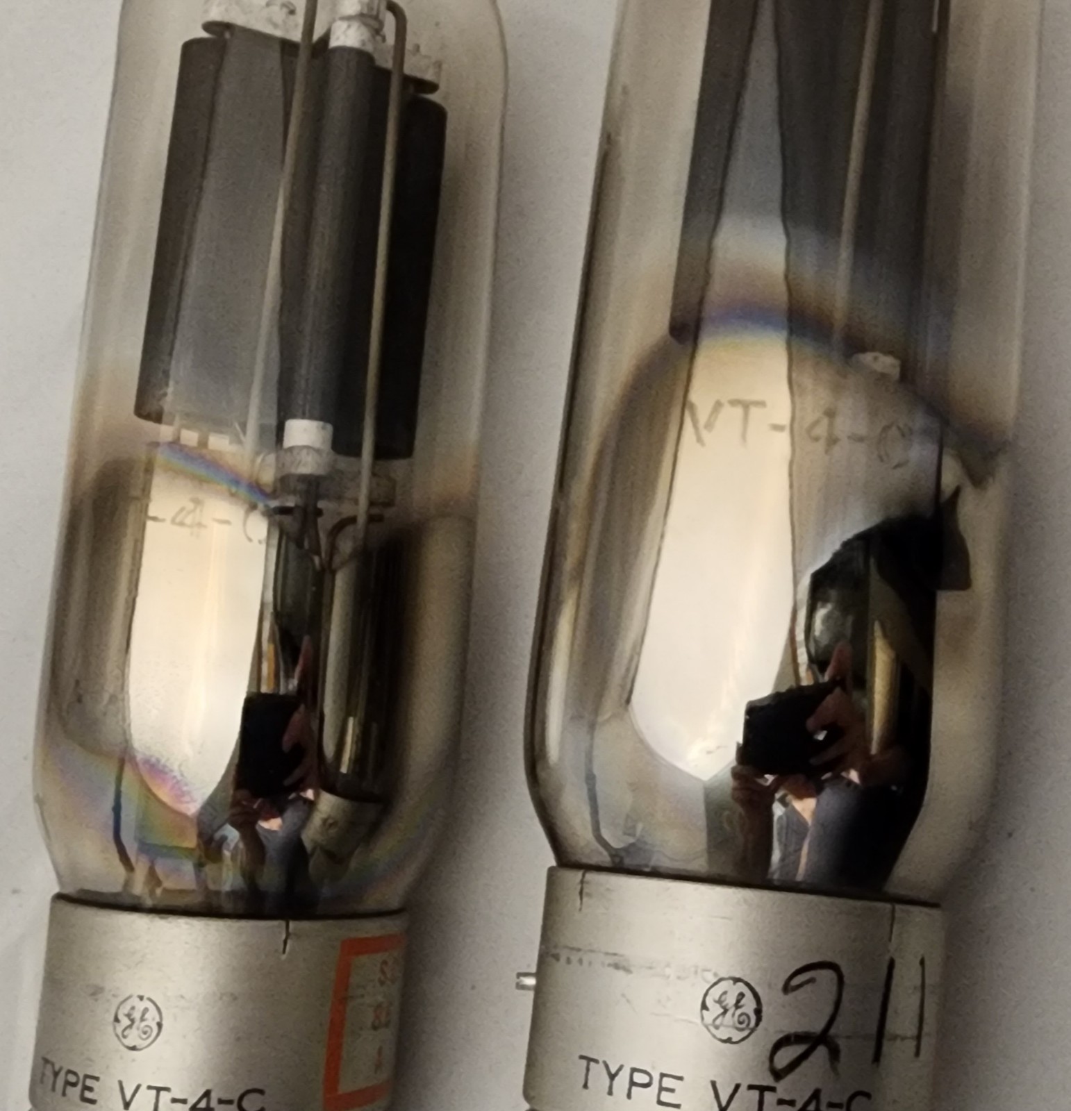 Pair GE VT-4-C 211 Vacuum Power Tubes Nice (Qty-2) Vintage