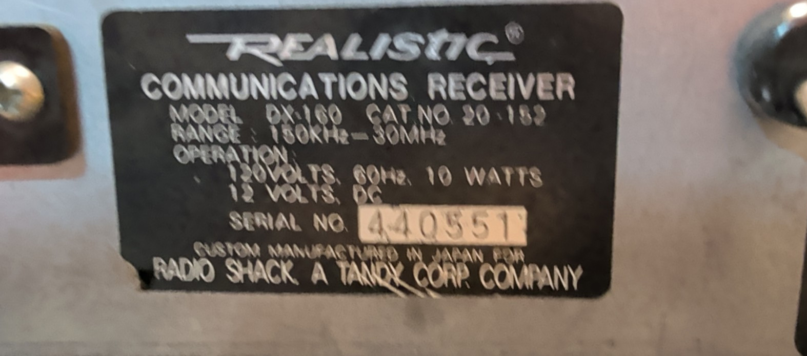 Realistic DX 160 5 Band Shortwave Radio Chassis Tech Special