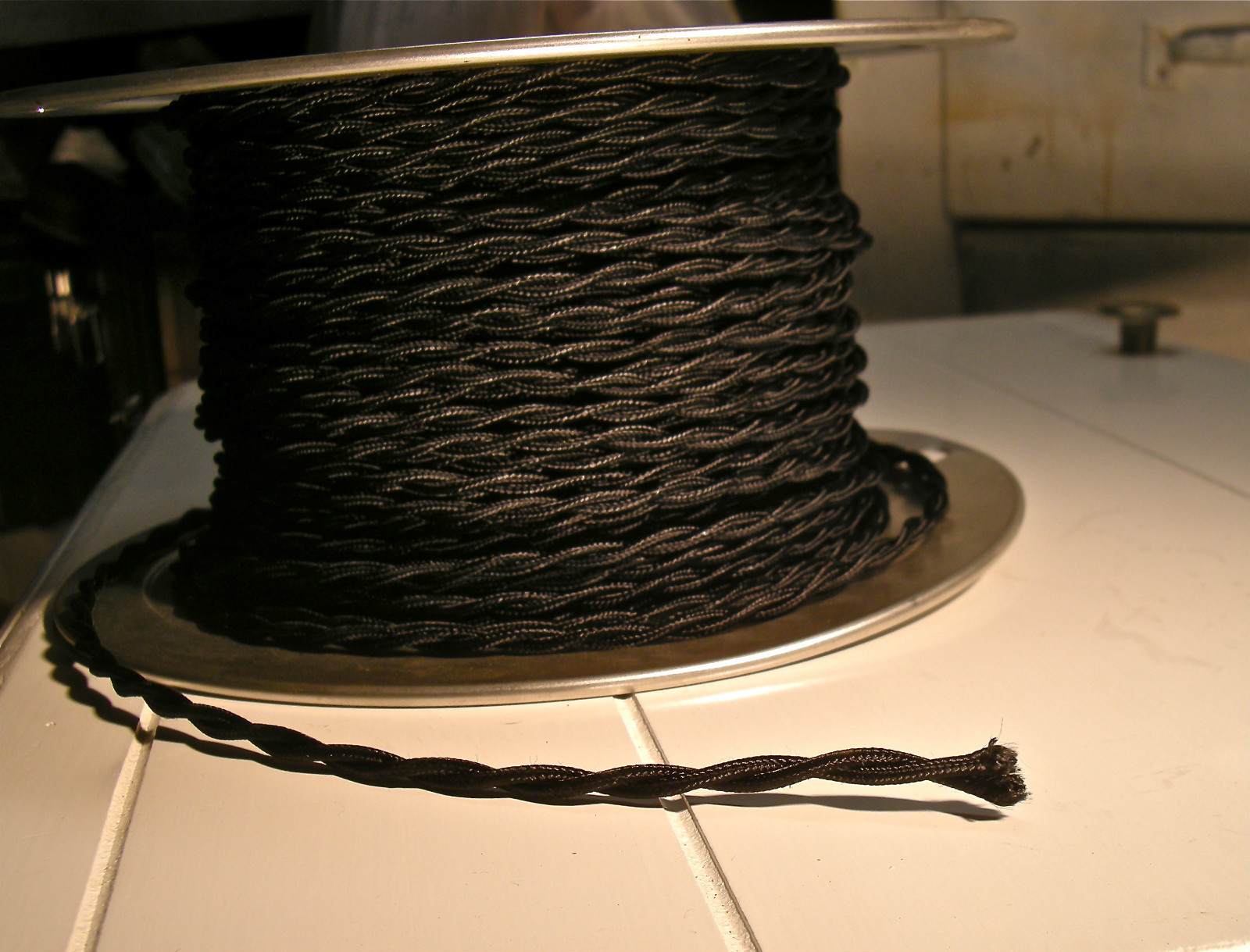 8′ Twisted Cloth Covered Wire & Plug, Vintage Light Rewire Kit, Lamp Cord, rayon