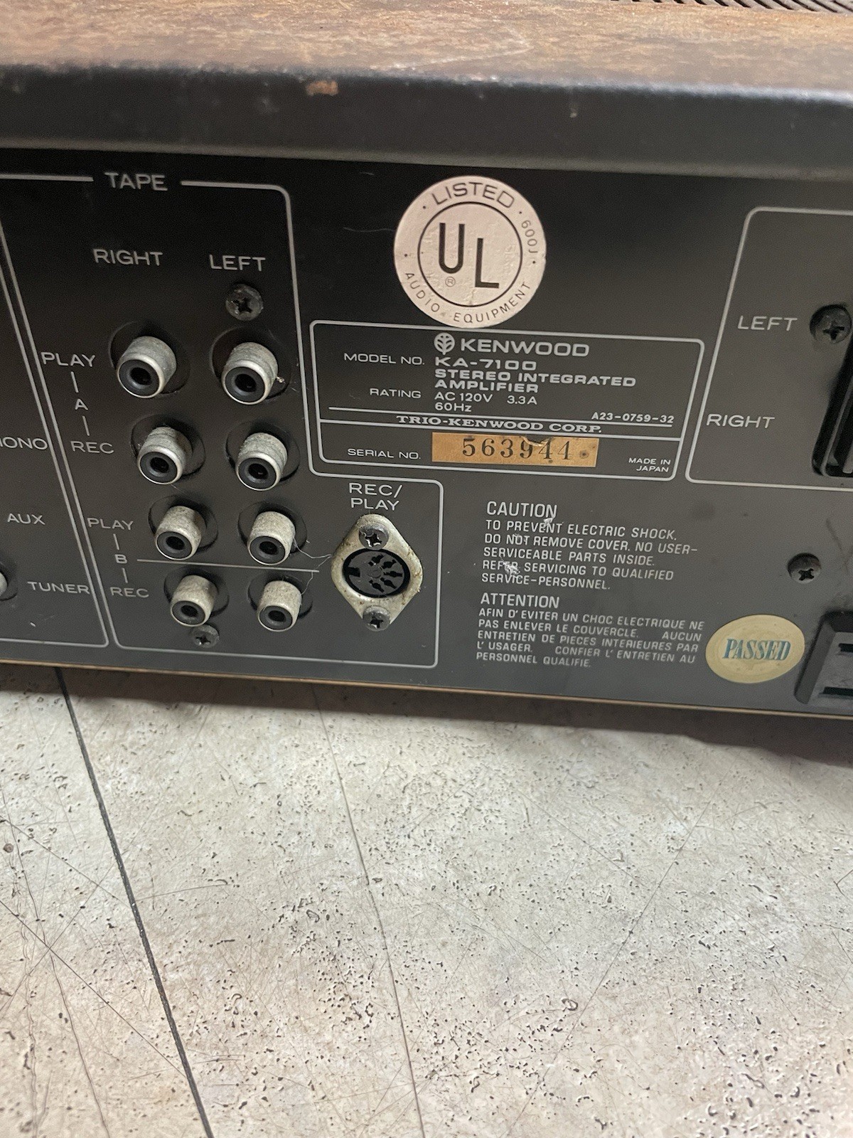 Vintage Kenwood DC Stereo Intergrated Amplifier KA-7100 – Parts Repair Powers On