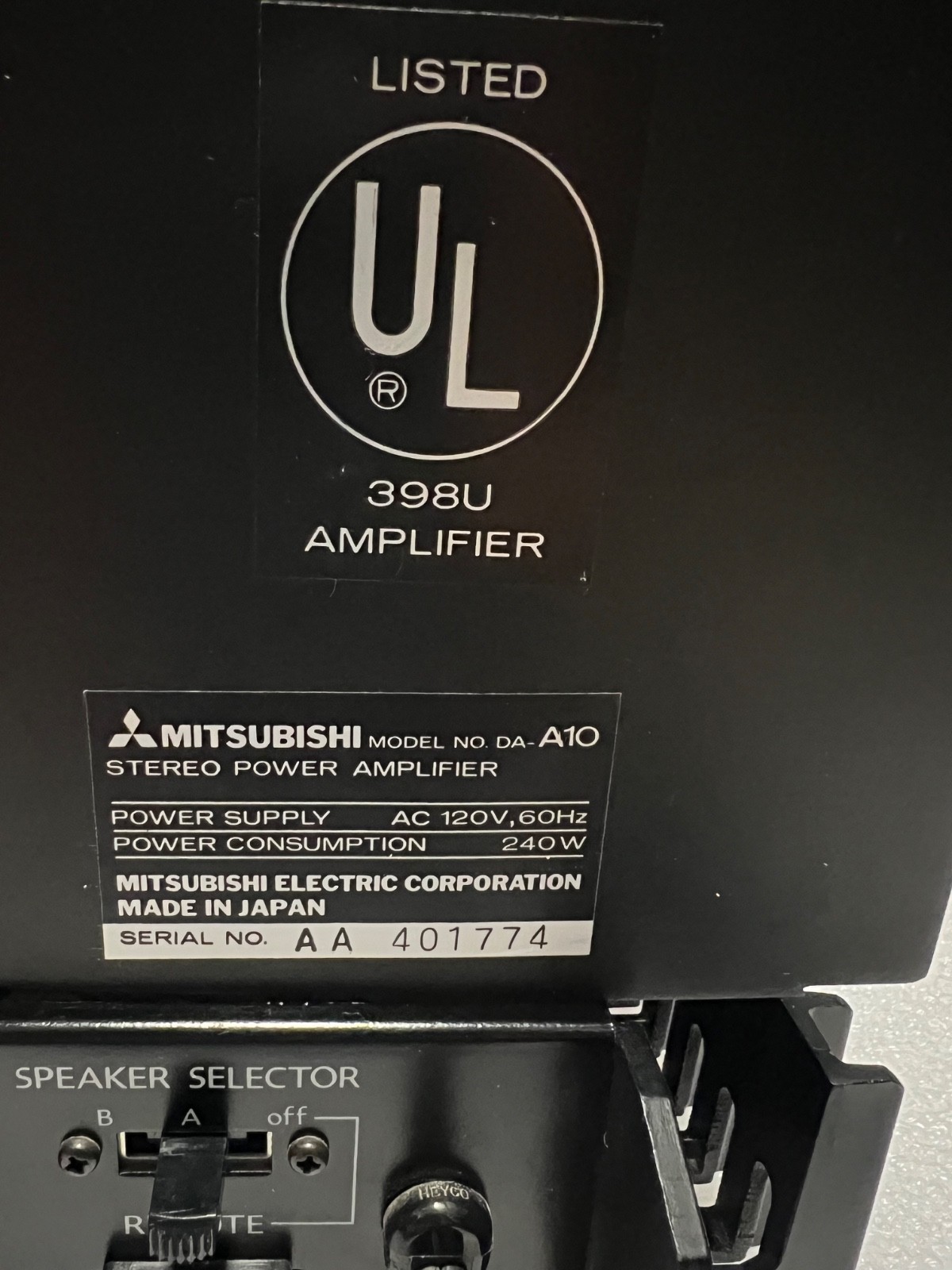 Mitsubishi DA-A10 Vintage Stereo Power Amplifier…Must See