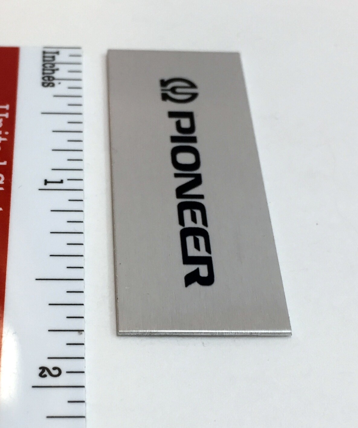 Pioneer Turntable Badge Logo For Dust Cover Metal Custom Made Silver w/Black Ink