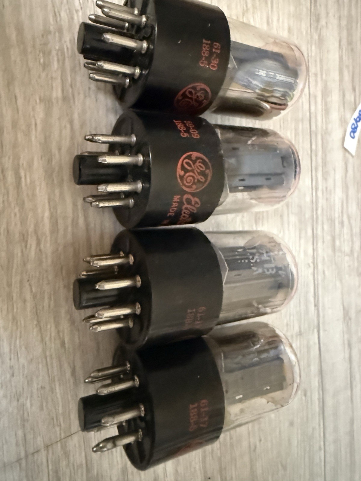 NOS Matched Quad GE 6SN7 GTB Red Label Side Getters OLD STOCK 60s