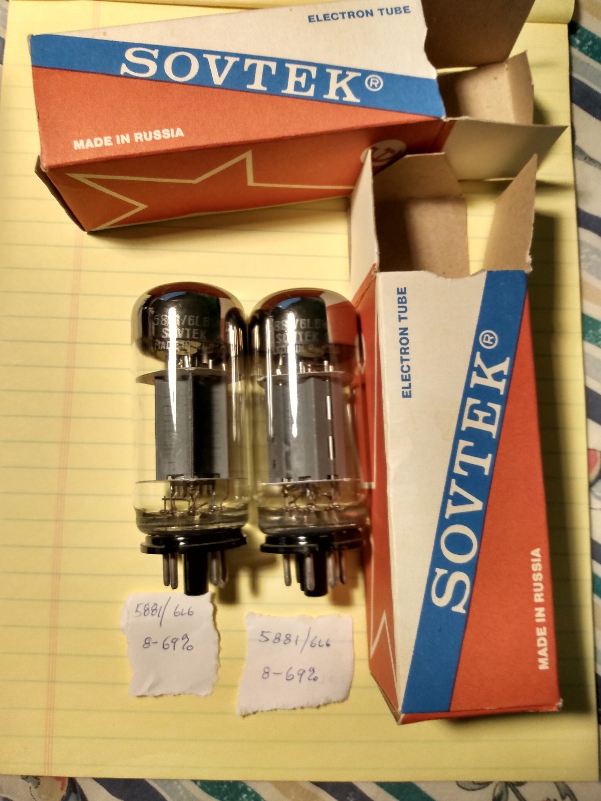 2 Matched SOVTEK 5881/ 6L6WGC Audio Tubes RUSSIA 1990’s – NOS