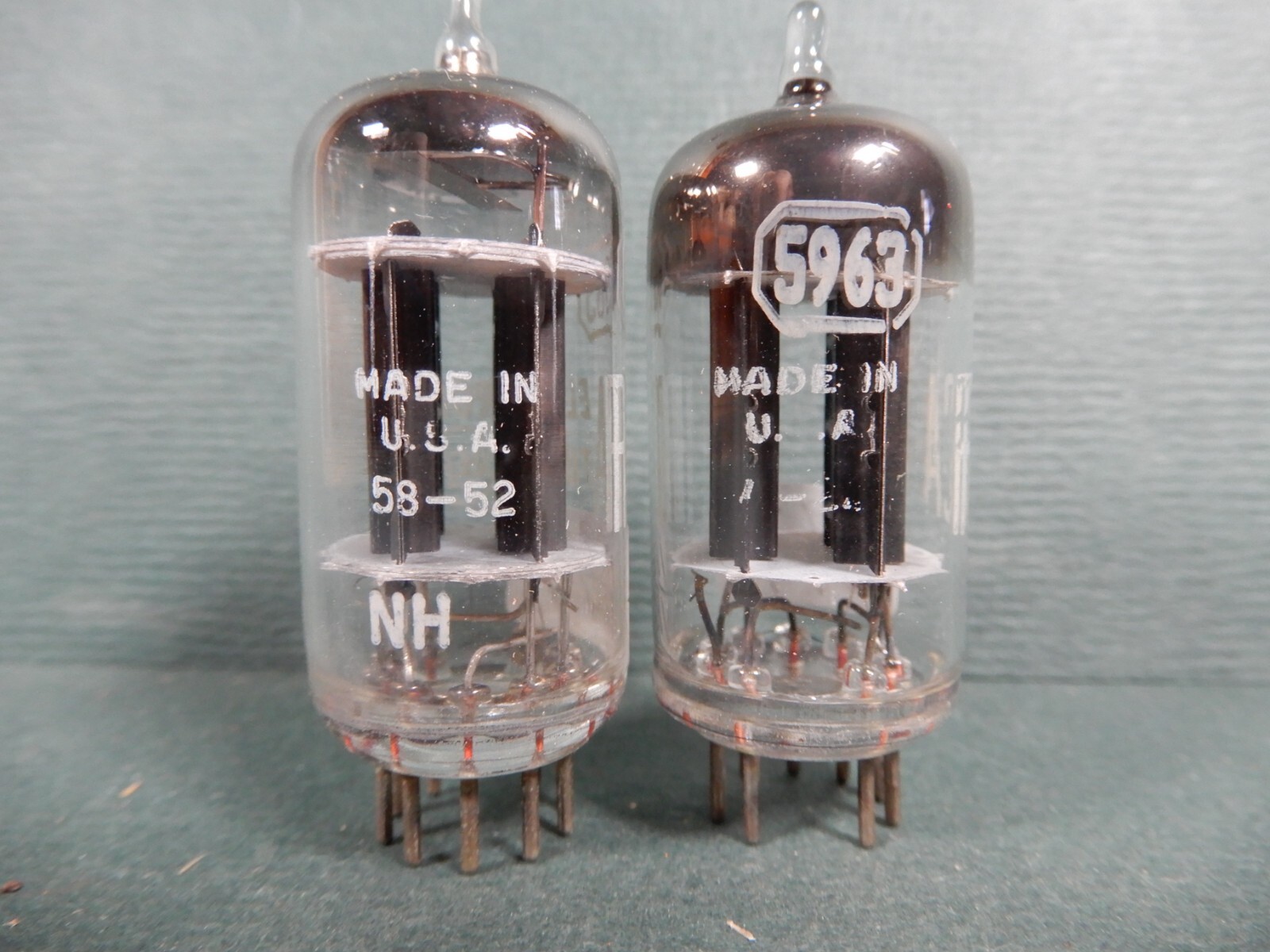 RCA Black Plate 5963 Vacuum Tubes (2) Amplitrex Tested Strong 109/104% 109/109%