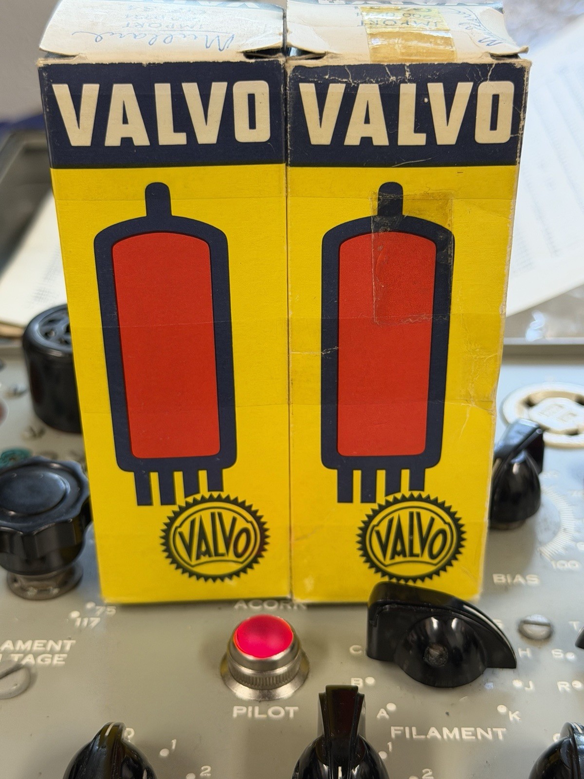 NOS MATCHED PAIR MULLARD VALVO GZ34 F32 Tubes TV7 Tested 63/63 63/62 & Min=40/40