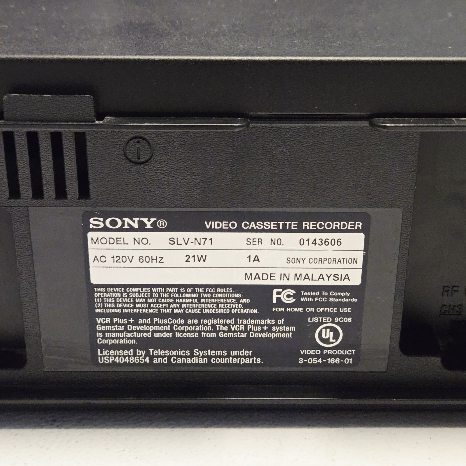 Sony SLV-N71 VCR 4 Head HiFi Stereo VHS Player Recorder No Remote Tested. READ⚠