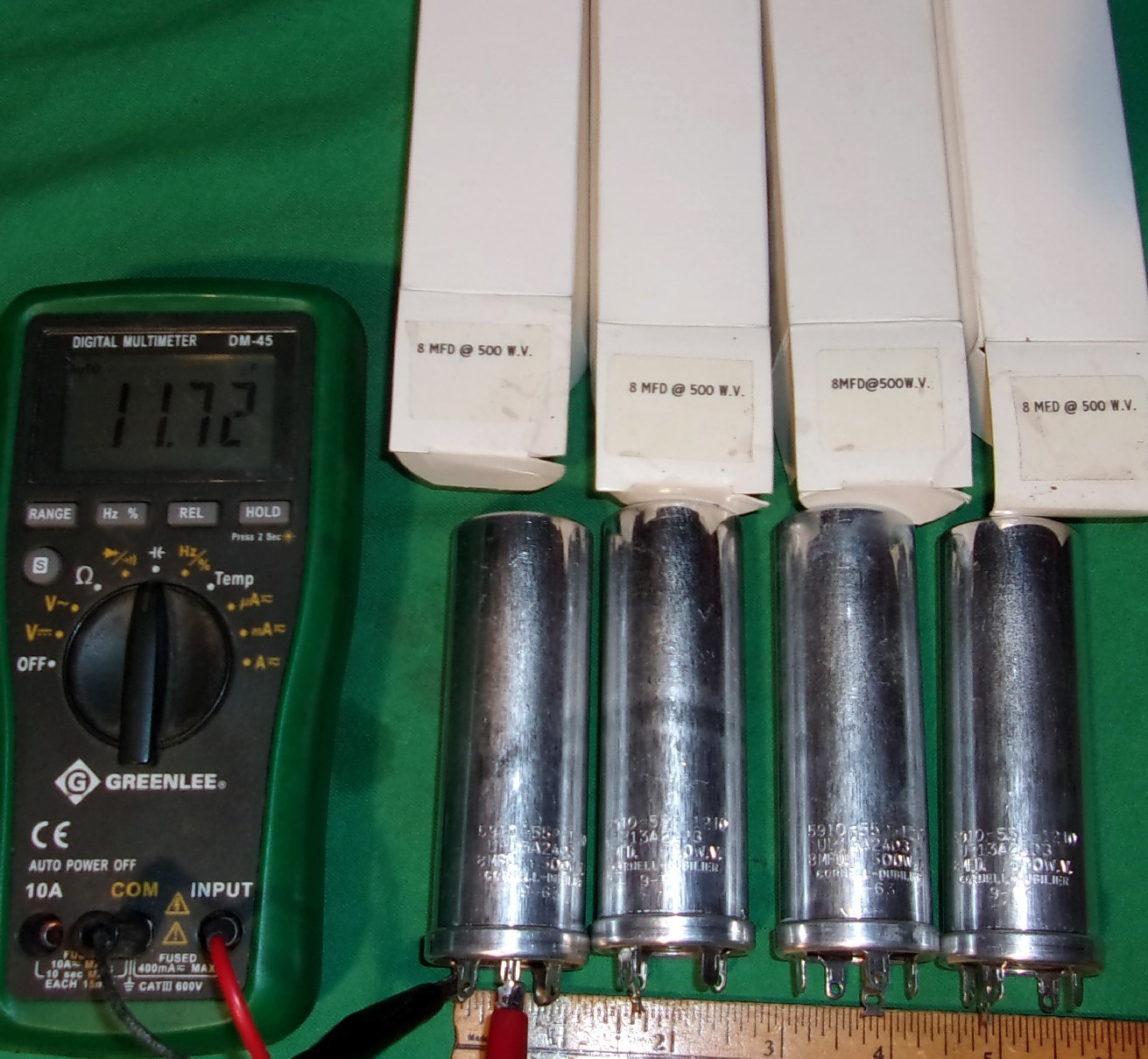 (4) NOS 8uF 500VDC Can Electrolytic Cap CORNELL DUBILIER (same codes: 9/63)