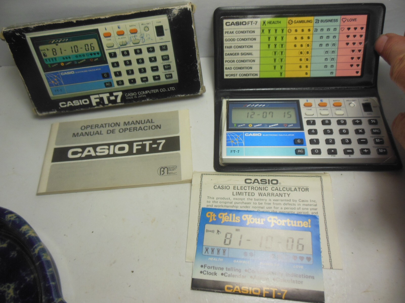 Vintage Casio FT-7 Fortune Telling Calculator 80’s w Box Paperwork U.S. Seller