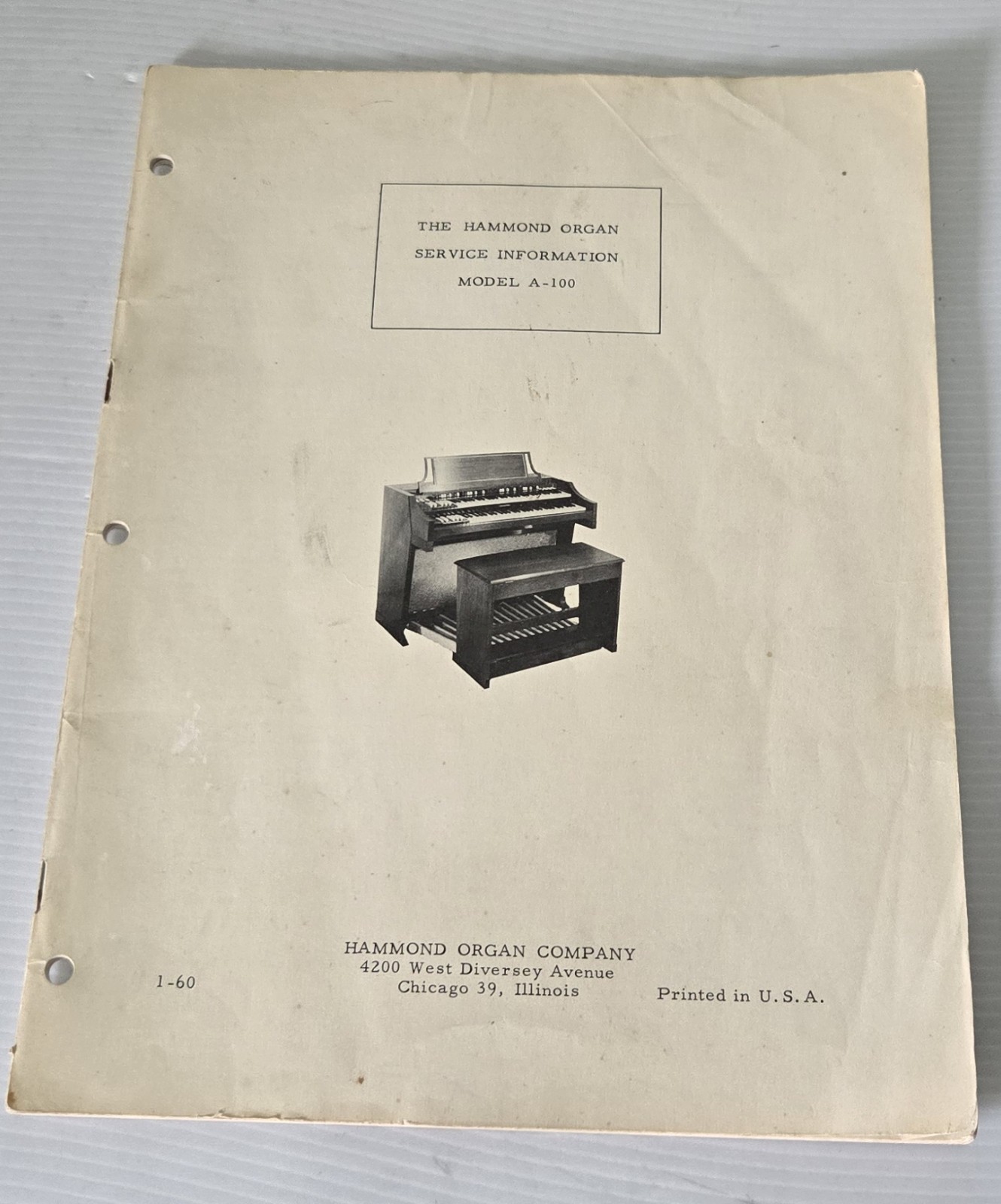 Hammond Organ A-100 Original Owners Manual Service Information Schematics