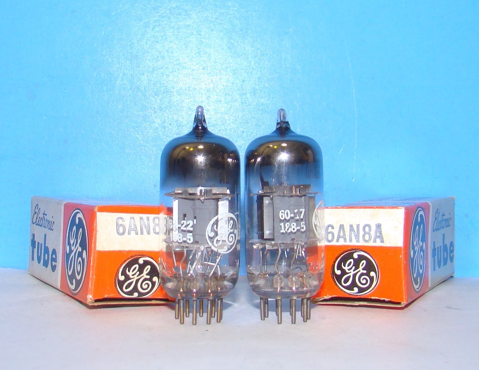 6AN8A NOS GE radio audio amplifier electron vacuum tubes 2 valves tested 6AN8