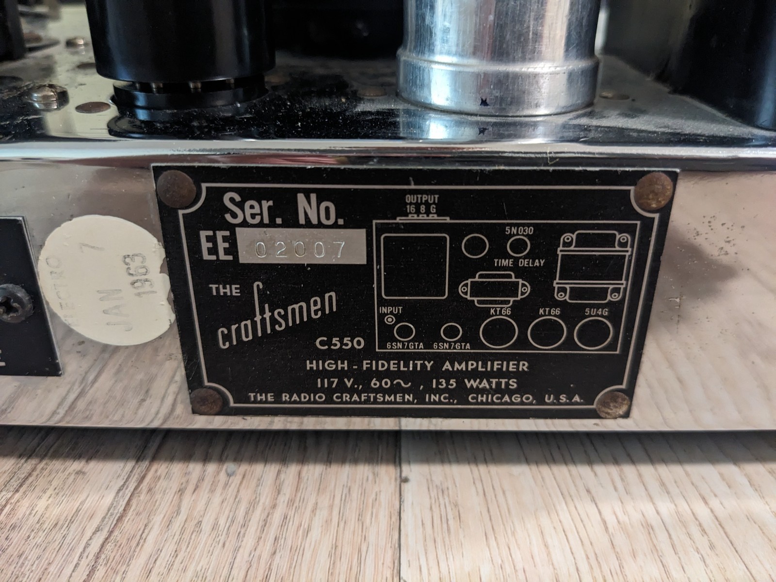 Radio Craftsmen C550 Williamson Mono Tube Power Amplifier KT66 Works Looks Great
