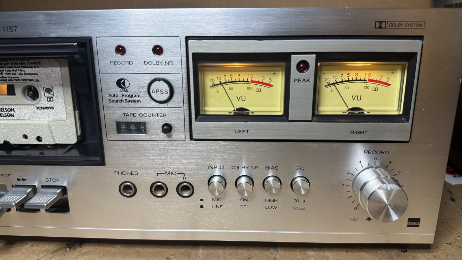 Sharp RT-1157 Stereo Cassette Deck – Serviced, Working – AS-IS