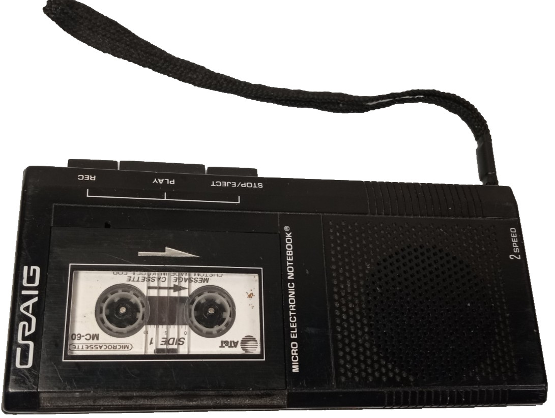 Vintage Craig J152 Micro Cassette Tape Recorder And Tape Cassette WORKING