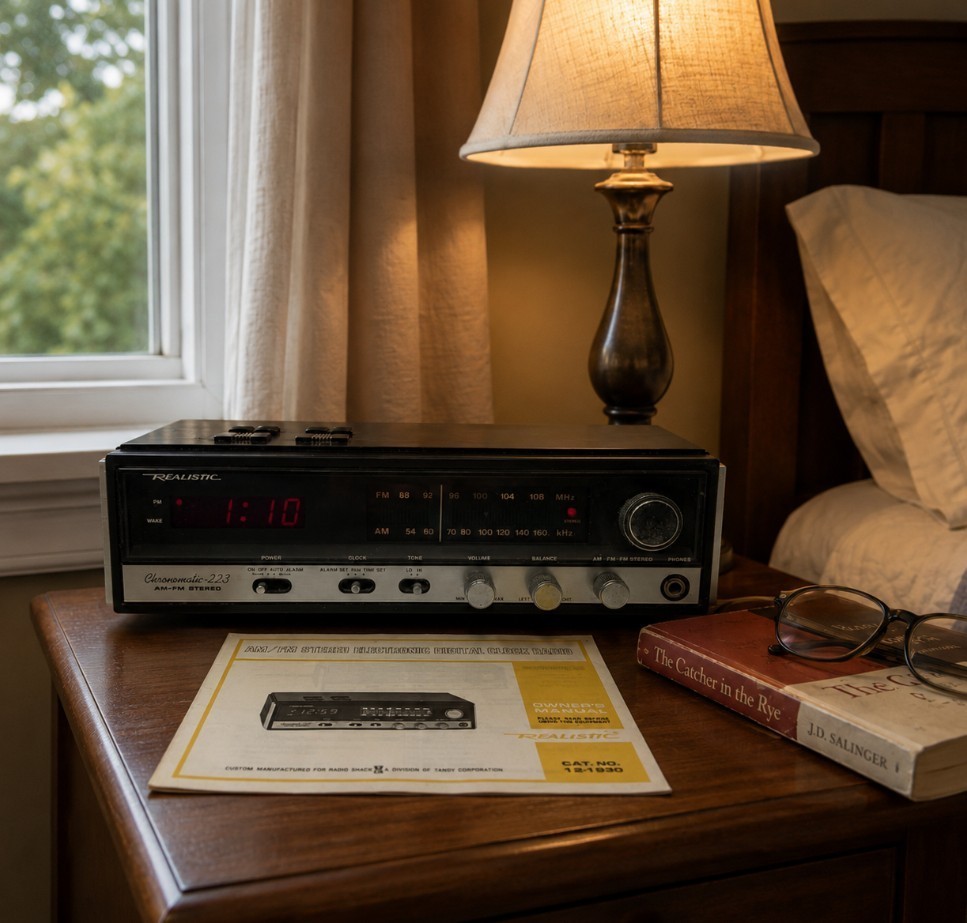 Very Nice 1-Owner Realistic Chronomatic 223 AM-FM Clock Radio w/Manual/Working