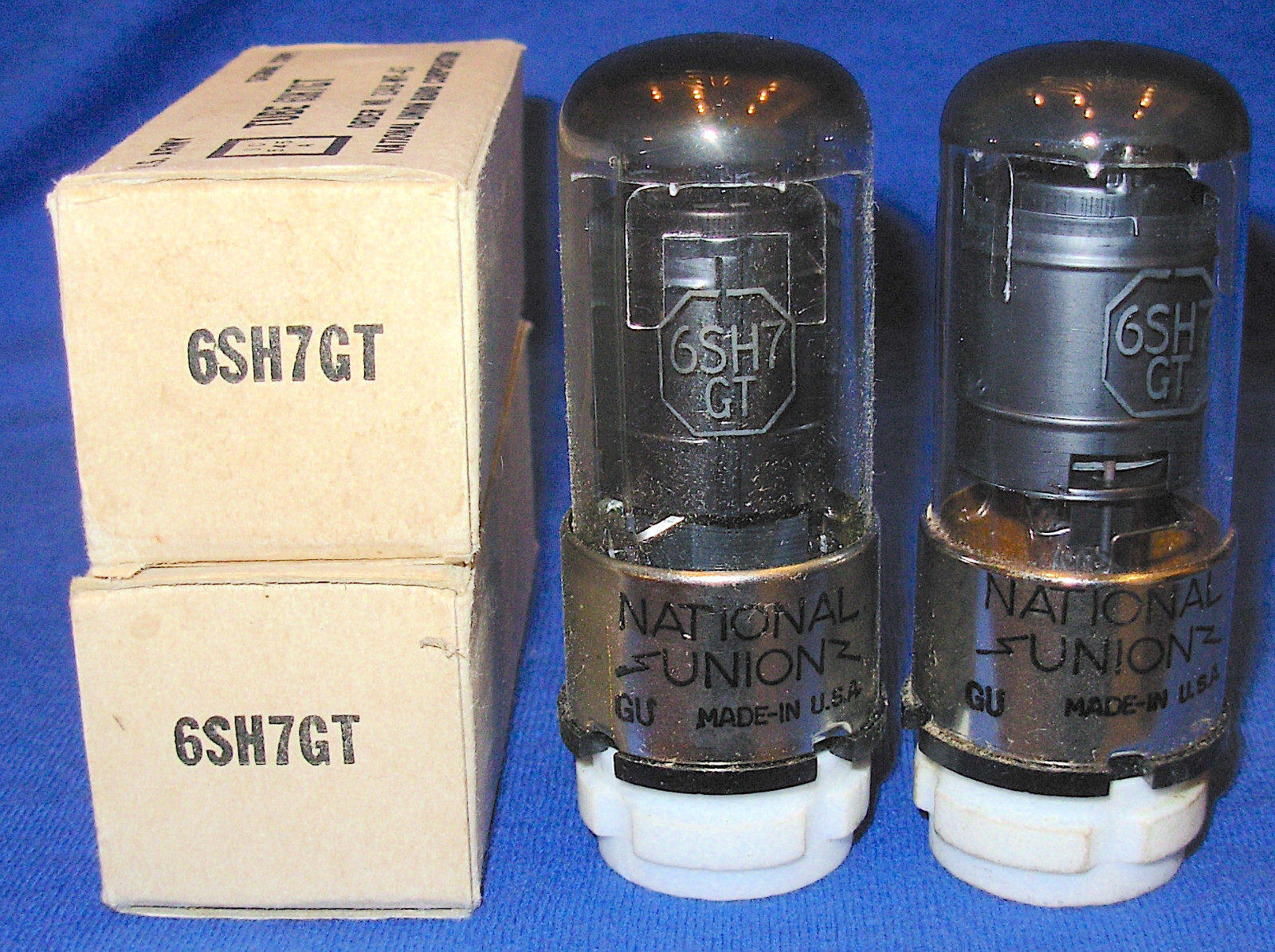NOS NIB Pair National Union 6SH7GT Vacuum Tubes Same 1943 Date