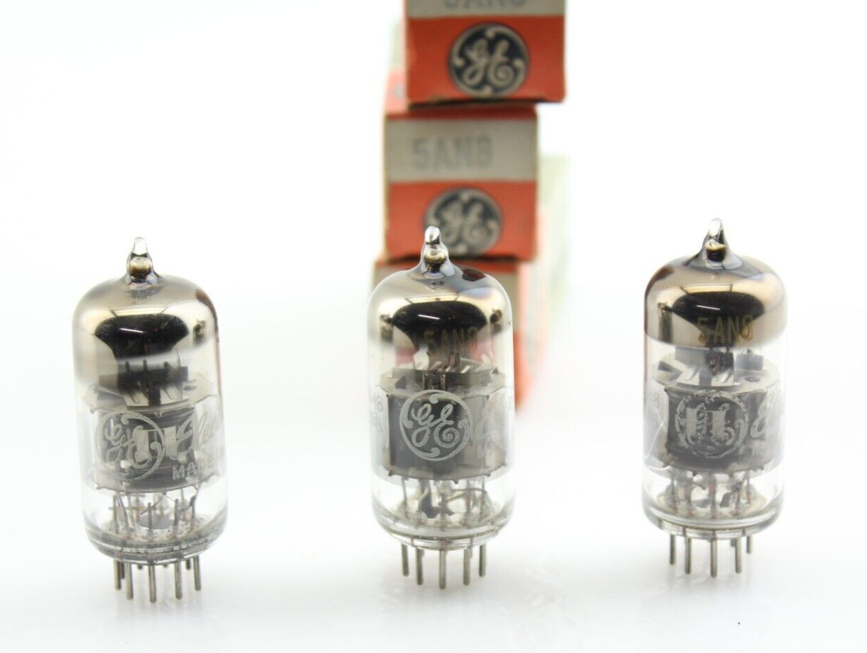 New NOS Tubes Qty 3 GE 5AN8 Matched Tri & 1958 Date Codes O Getter Made in USA