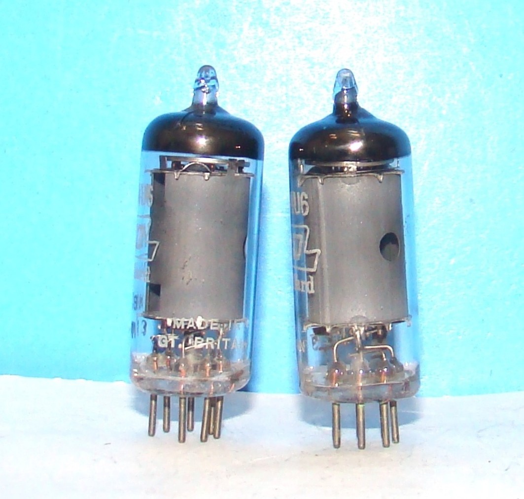 EF94 6AU6 Eico Mullard radio audio amplifier vacuum tubes 2 valves Britain 6AU6A