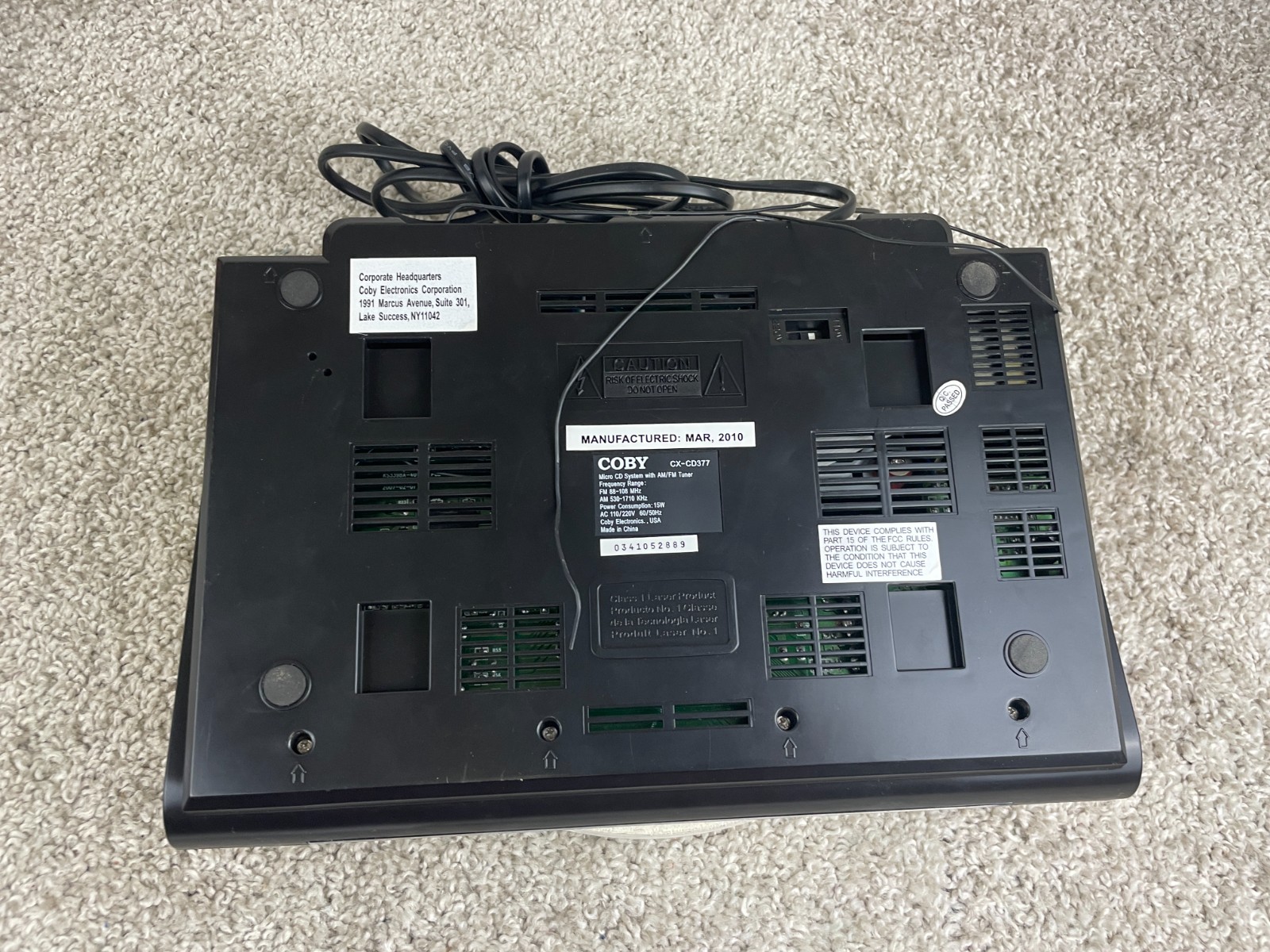 COBY CX-CD377 Micro CD Stereo System with AM/FM Tuner– Tested/Works