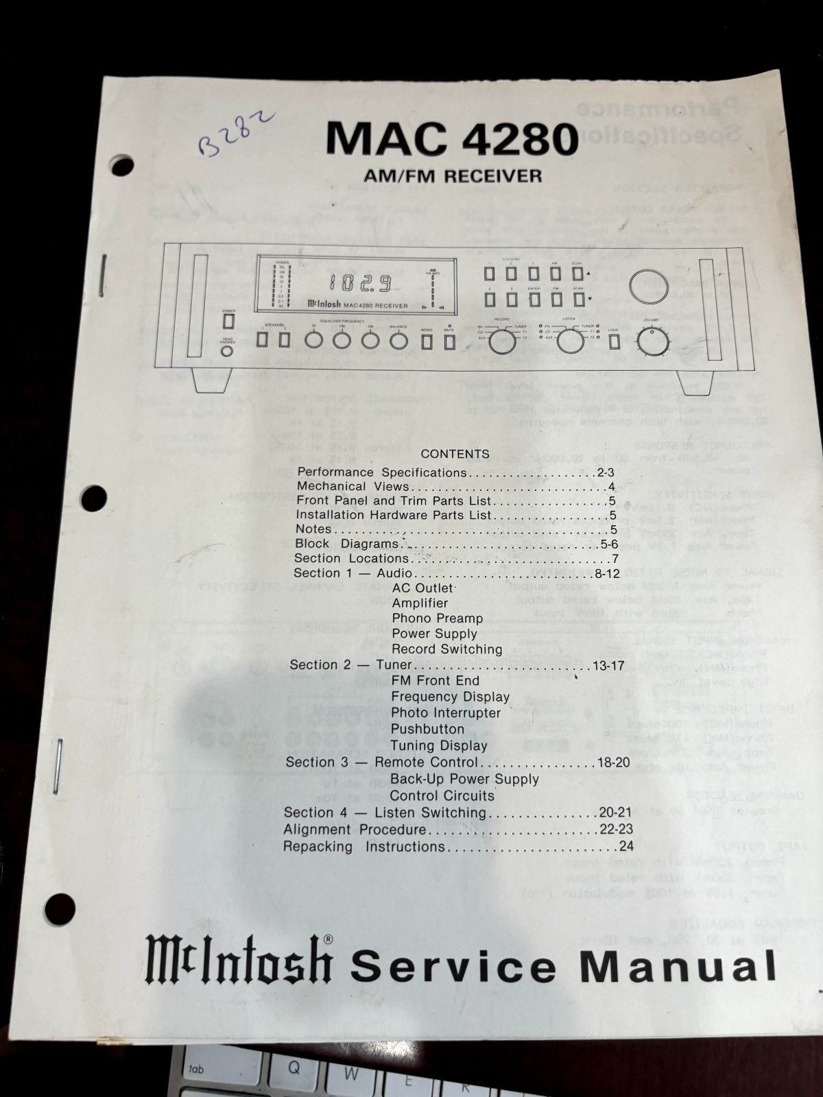 McIntosh MAC4280 MAC-4280 Repair Service Manual **ORIGINAL**