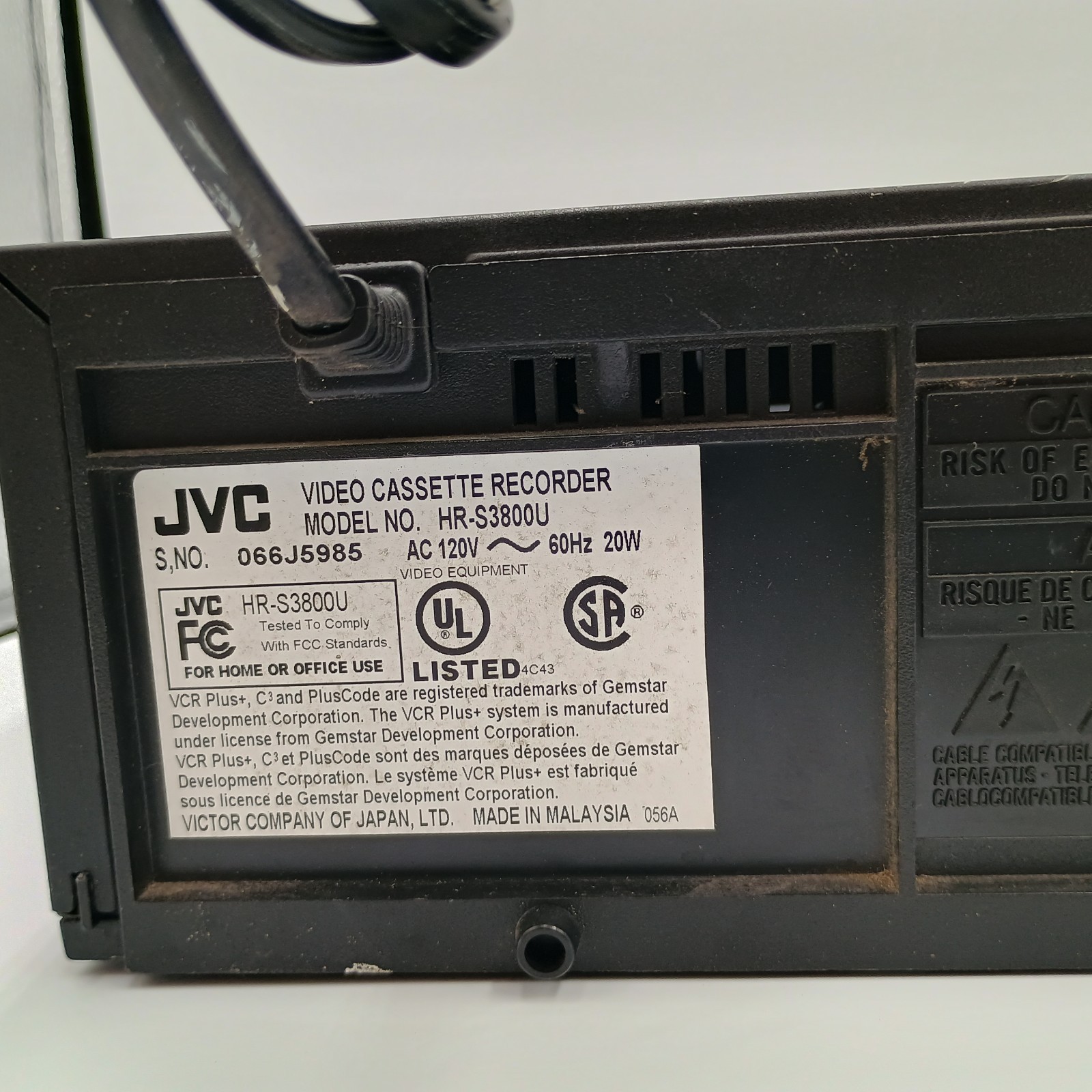 JVC HR-S3800U Super VHS ET Hi-Fi VCR Parts/Repair Load Mechanism Stuck