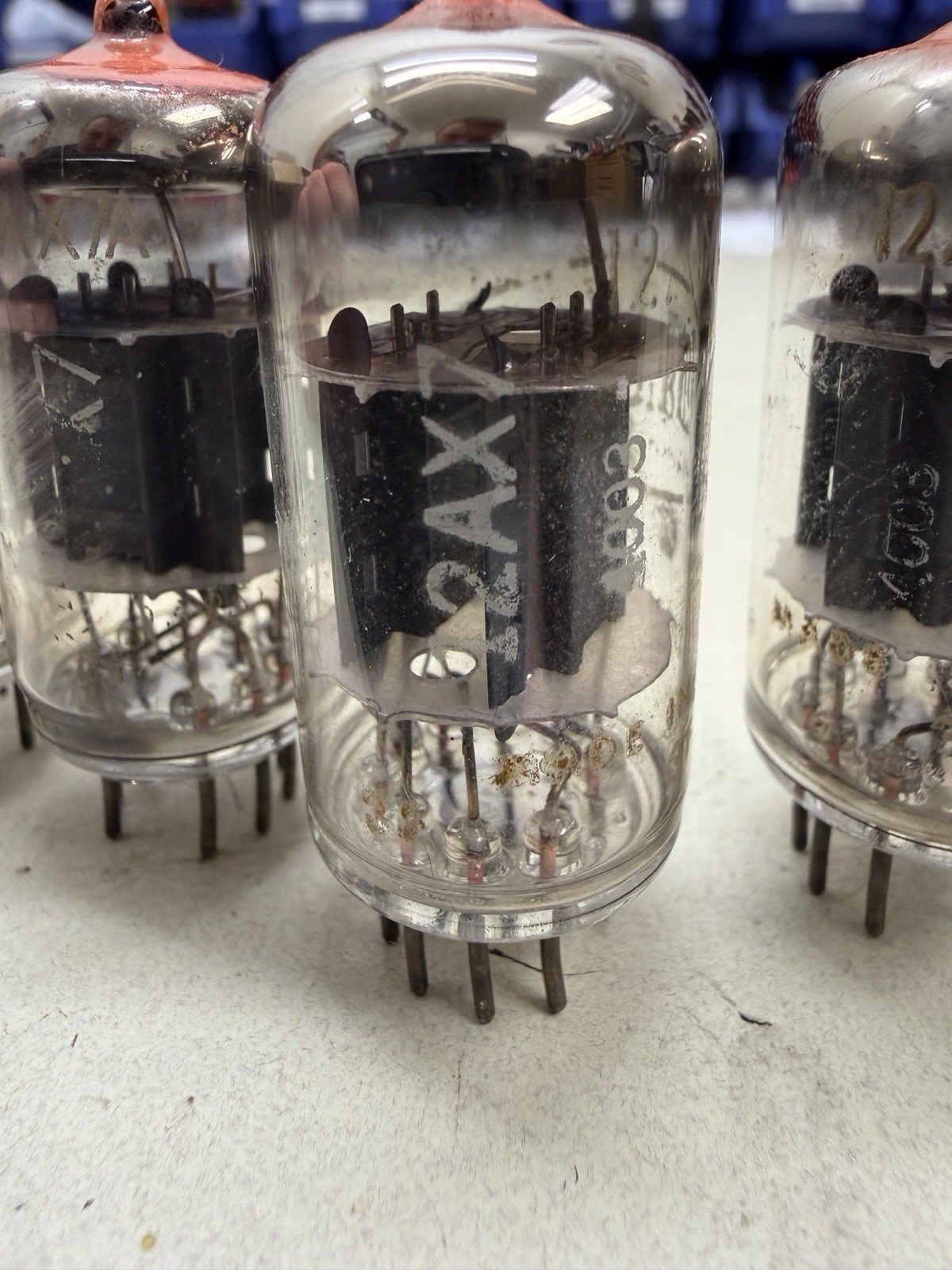 *PREMIUM* Matched Quad (RED TIP) 1963 Raytheon 12AX7A Tubes Amplitrex Tested