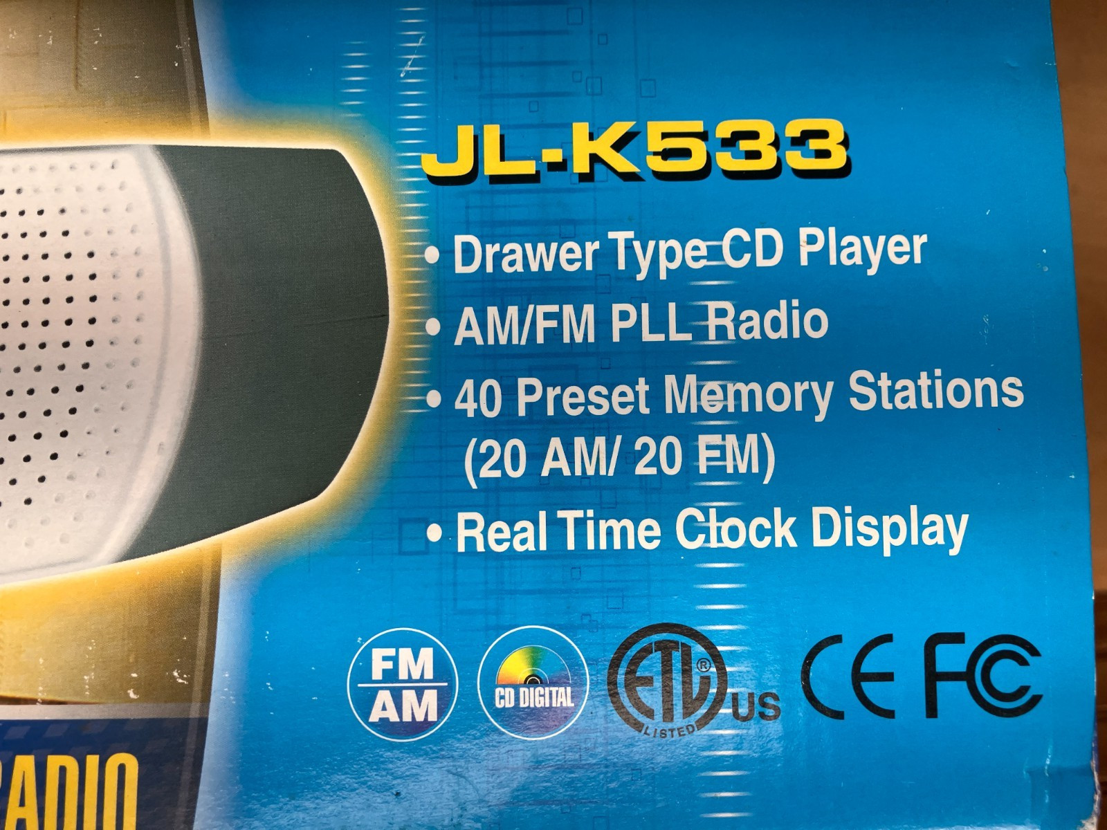 jWIN JL-K533 Kitchen Under Cabinet Mount AM/FM Alarm Clock Radio CD Player