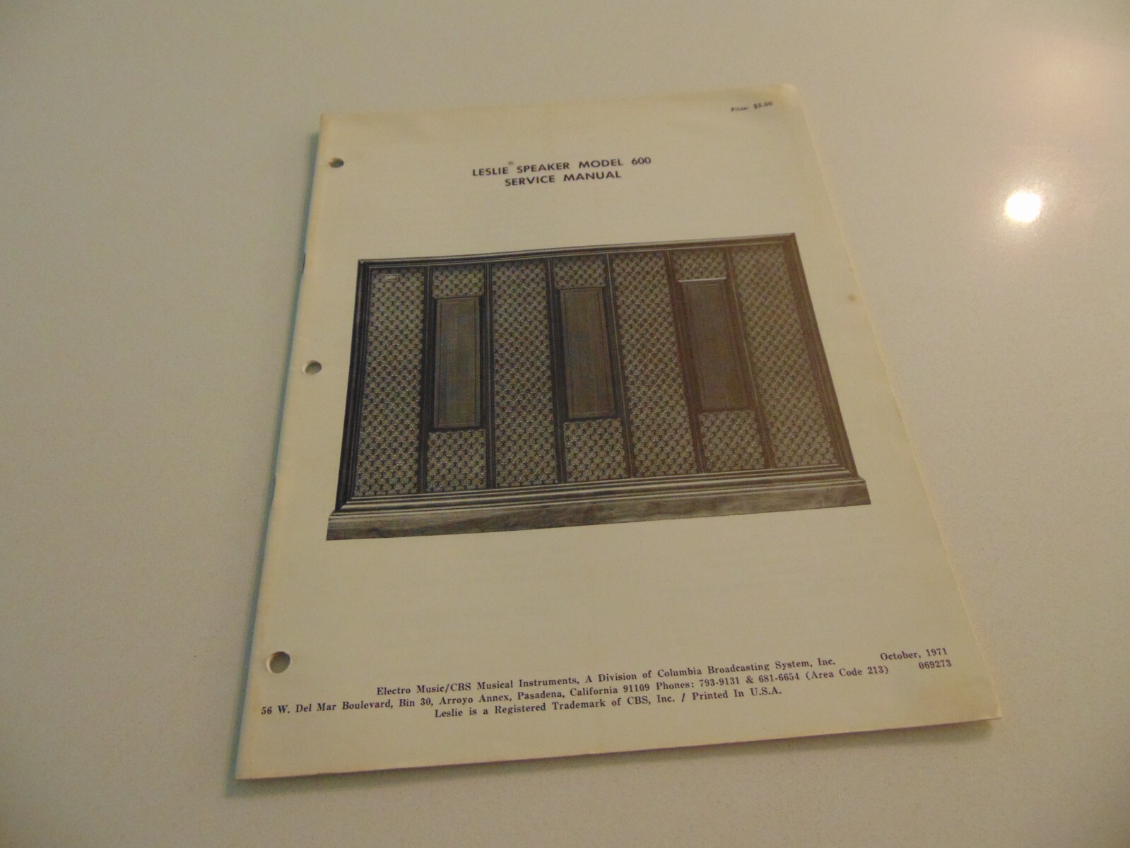 Leslie Speaker 600 Service Repair Shop Manual Schematics