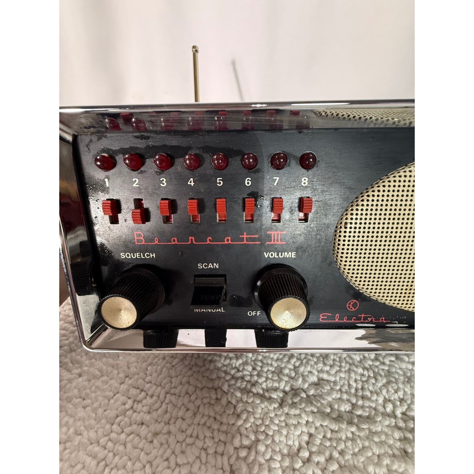 Vintage Electra Bearcat III BC III L/H 8 Channel Scanning Radio Receiver Chrome