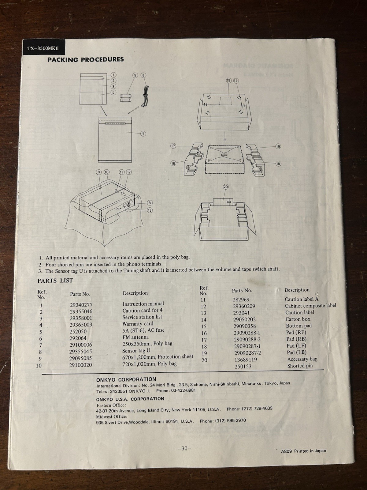 Onkyo TX-8500MKII TX-8500 MKII Stereo Receiver Service Manual Original OEM