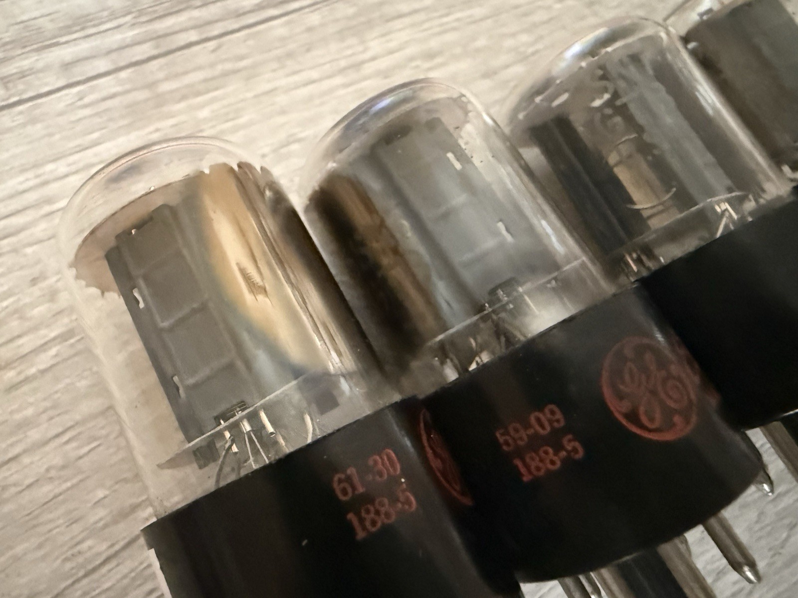 NOS Matched Quad GE 6SN7 GTB Red Label Side Getters OLD STOCK 60s