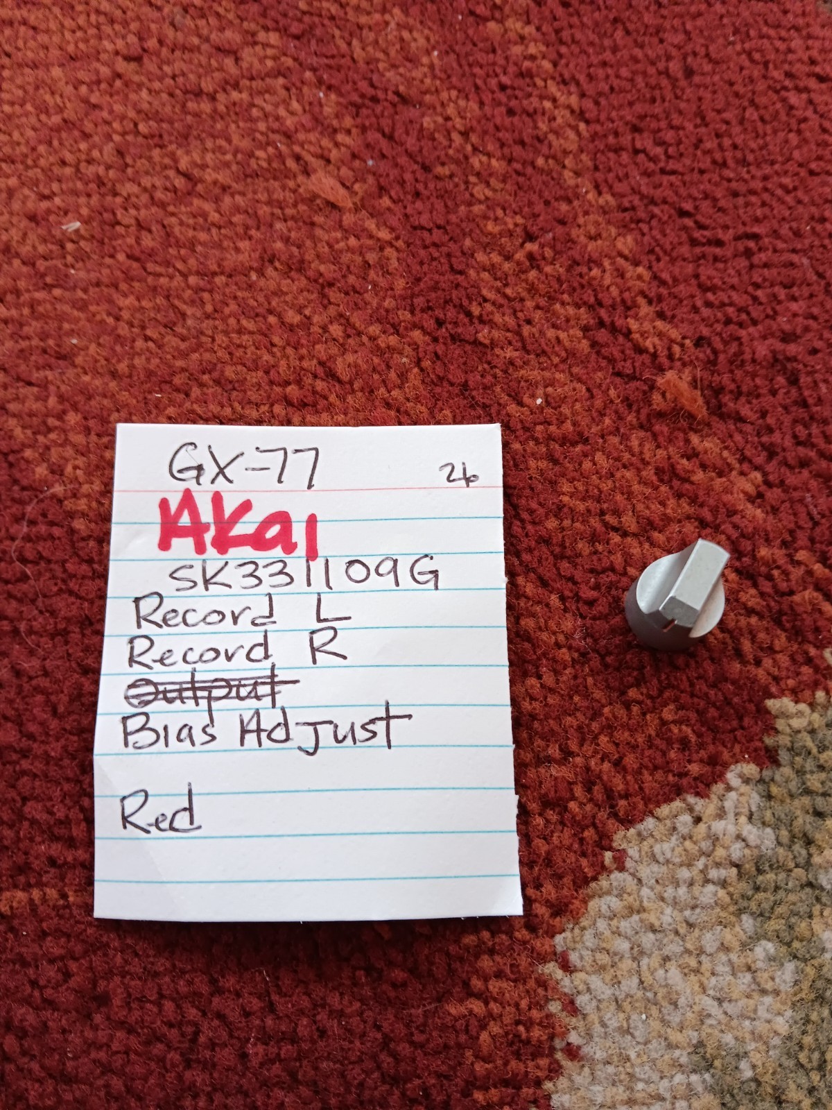 📈 AKAI 👈 SK331109G RECORD RIGHT LEFT BIAS KNOB 💥 GX-77 STEREO REEL TO REEL