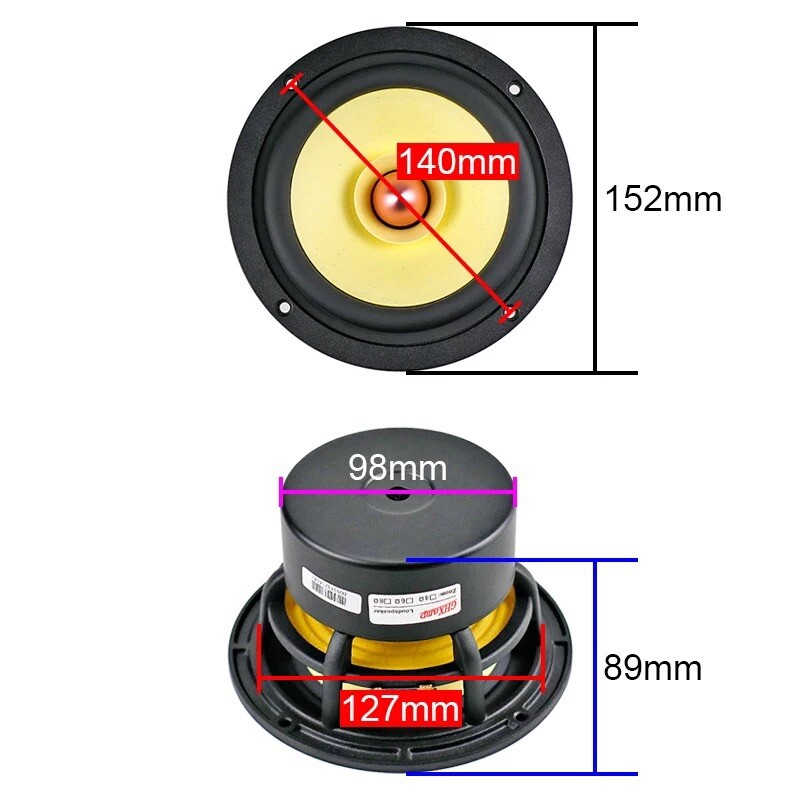 NEW PAIR 5.25″ AUDIOPHILE Full Range Speakers 8Ω AL-Cone Bullet & Diecasting USA