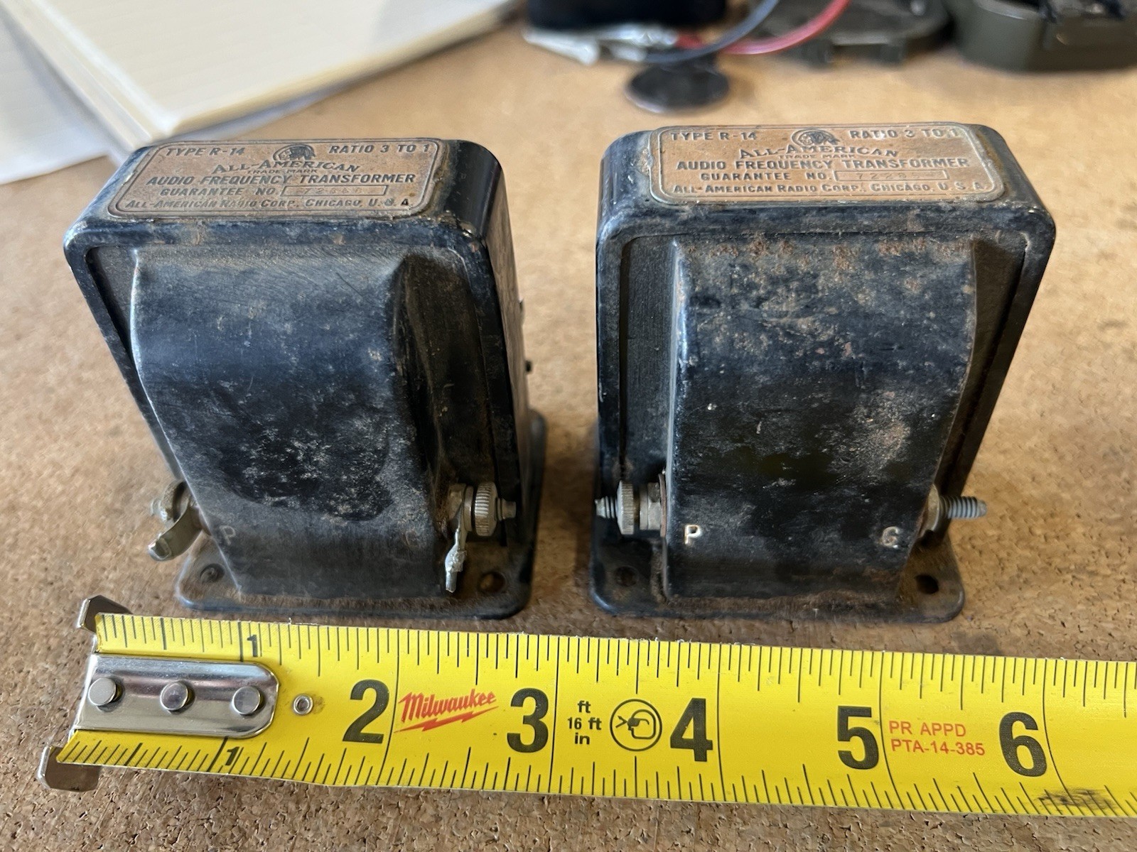 Pair of Antique All-American Audio Frequency Transformers Type R-14