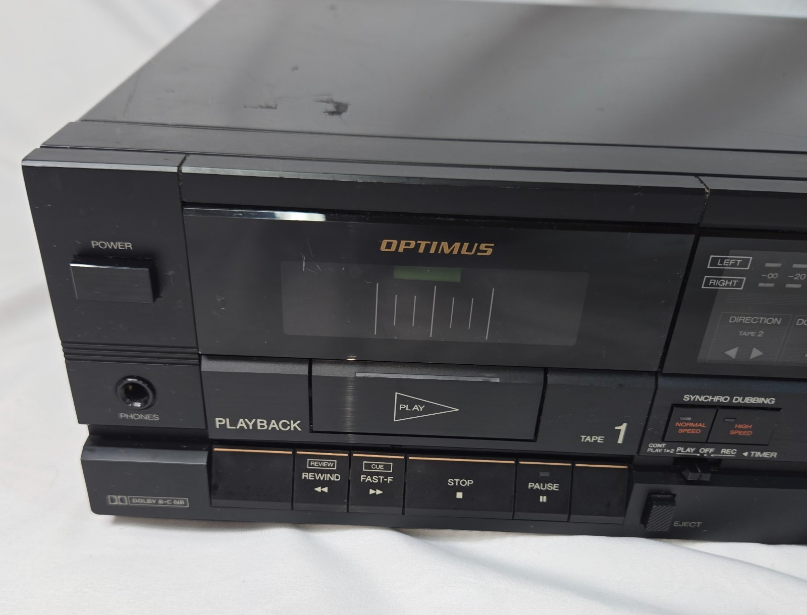Optimus SCT -84 High Speed Dubbing AM/FM Cassette Deck Needs Rubber Bands Works