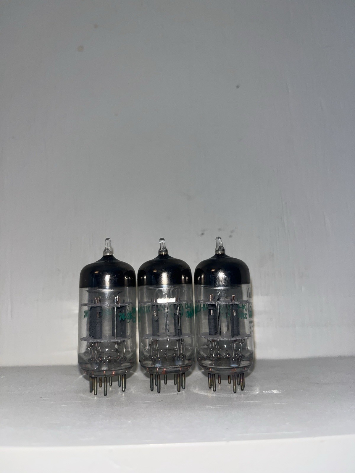 3 General Electric 12AT7WC Halo Getter Tubes TV7 Tested Strong Almost Matching