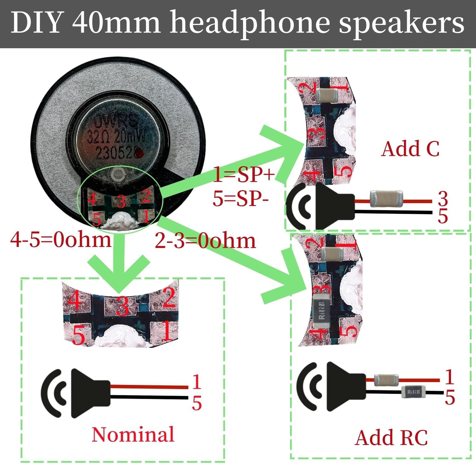 40mm Headphone Speaker Replacement for Bose QC45 QC25 QC35 32ohm Driver Repair
